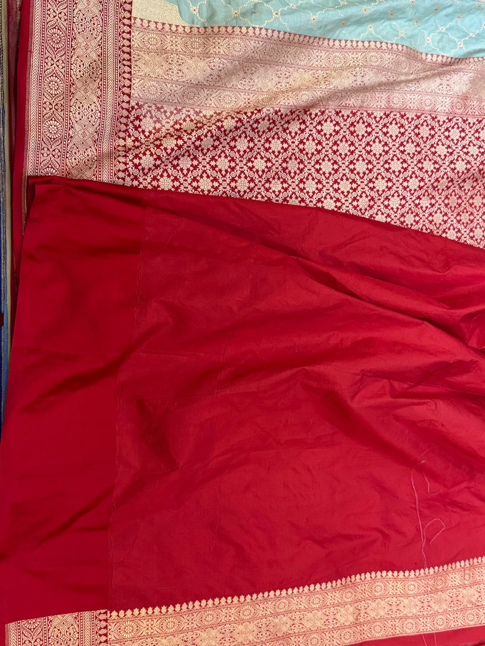 Multicolour Banarasi Pure Silk Saree – Cutwork Weave in 100% Pure Katan Silk - Image 6