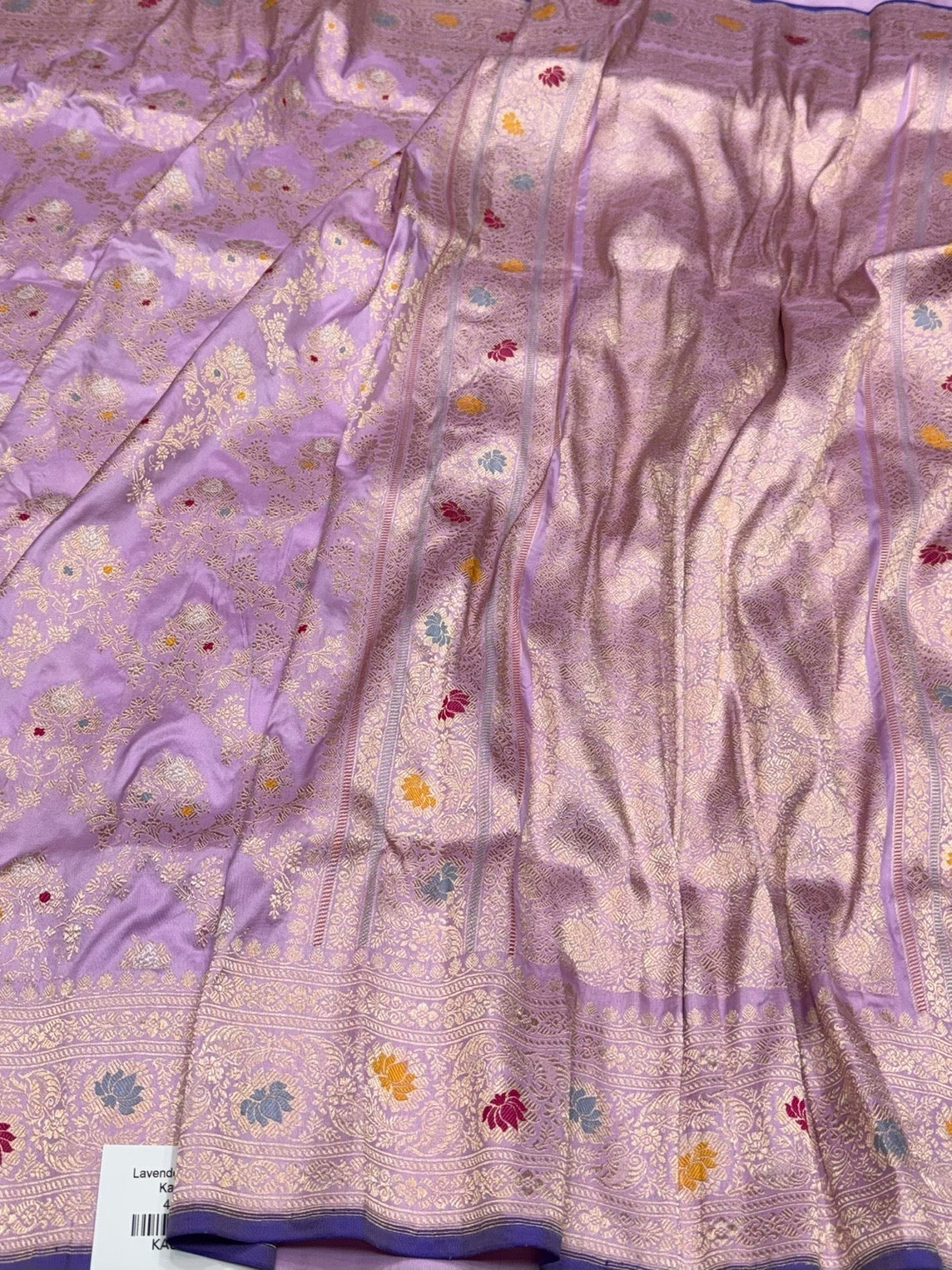 Lavender Handwoven Pure Banarasi Silk Saree - Image 3