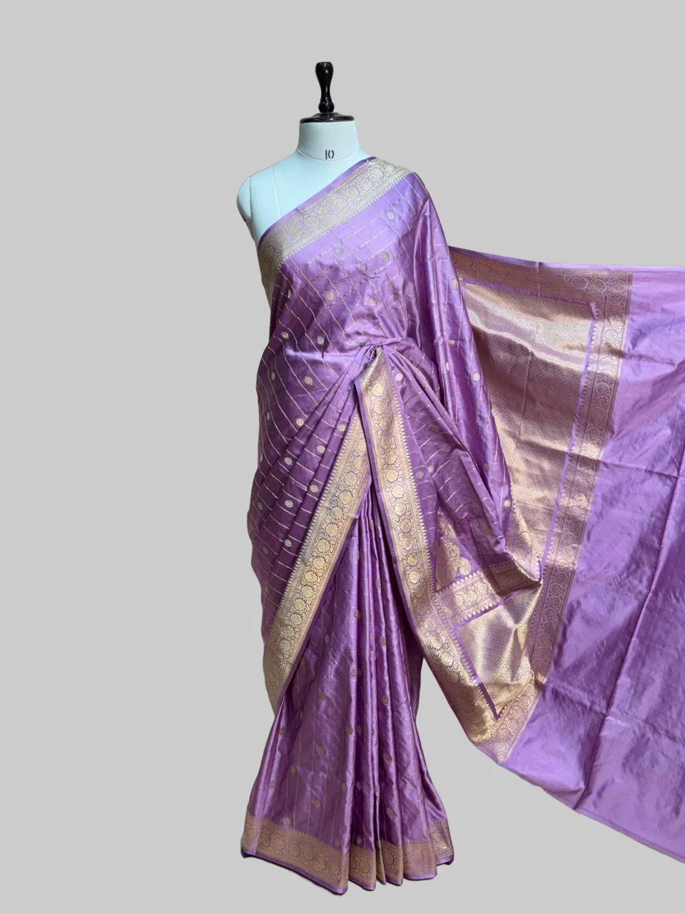 Handwoven Banarasi Mashru Satin Silk Saree - Image 3