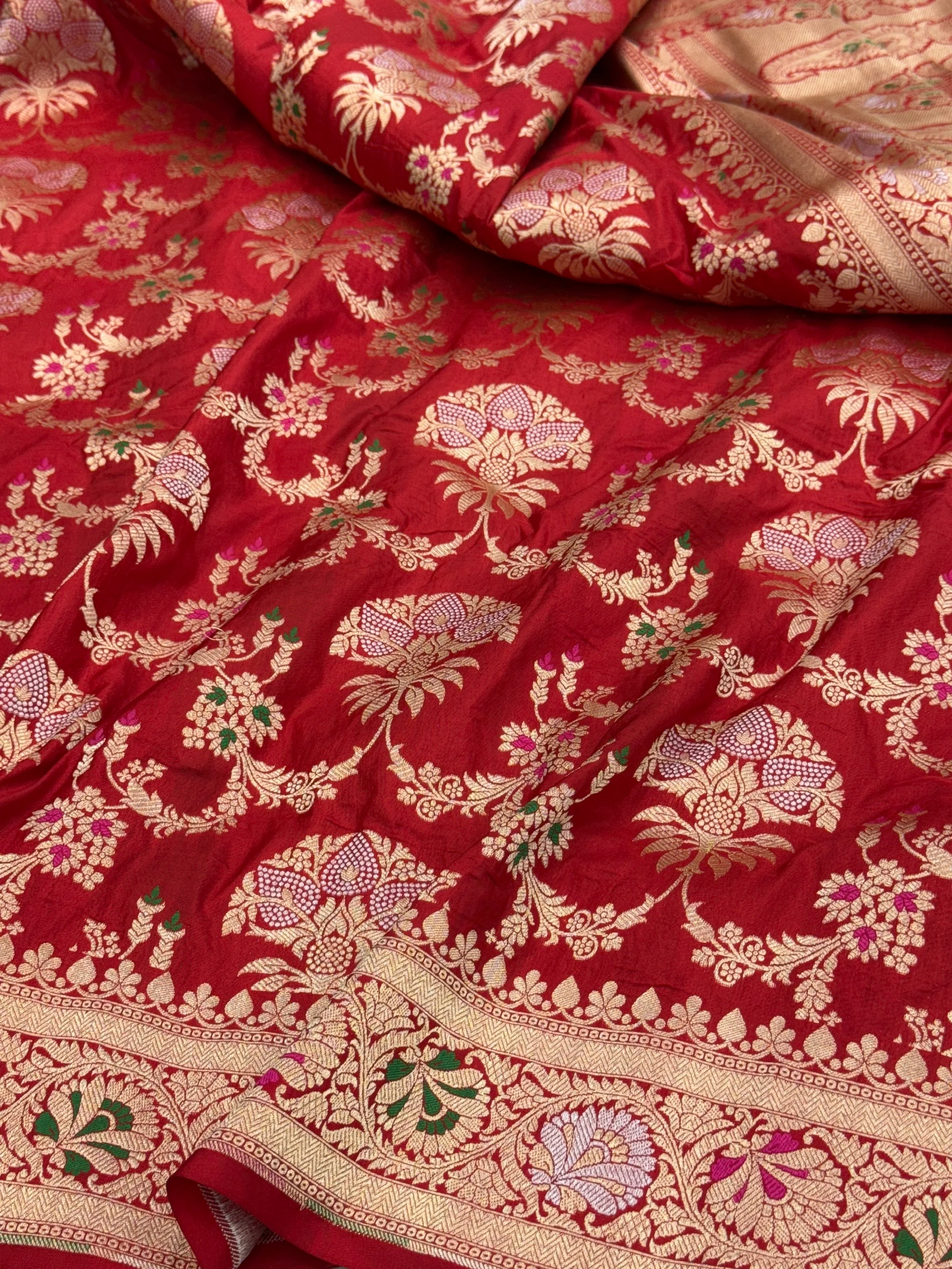 Banarasi Minakari Pure Katan Silk Saree | Pure Silk | Minakari Work | Cutwork Technique | Banarasi Katan Silk Saree - Image 4