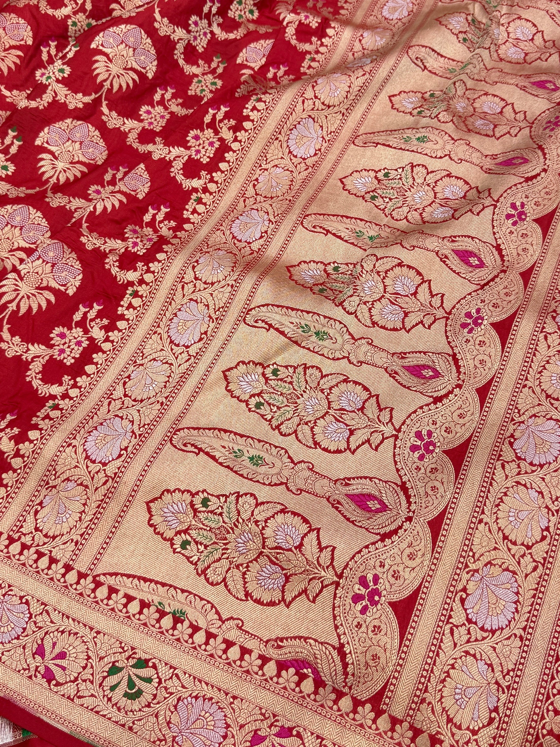 Banarasi Minakari Pure Katan Silk Saree | Pure Silk | Minakari Work | Cutwork Technique | Banarasi Katan Silk Saree - Image 6
