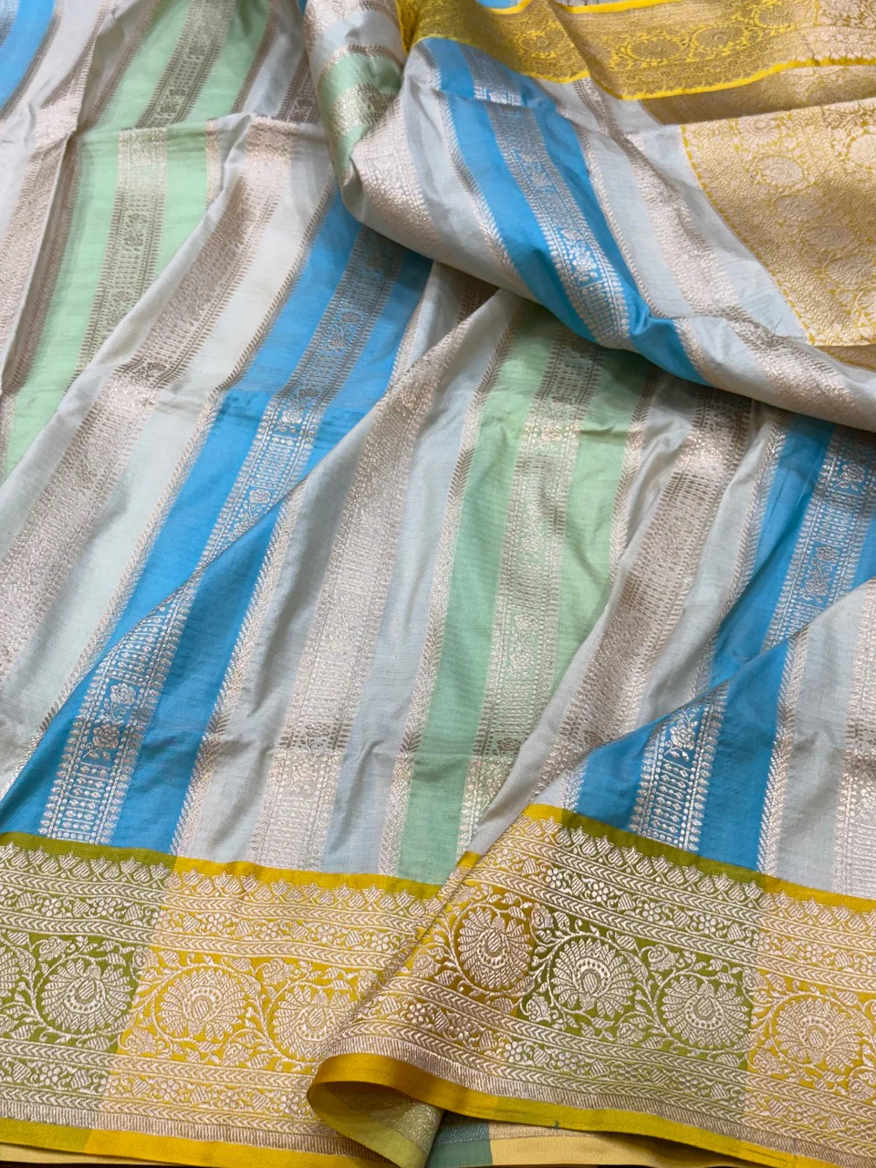 Multicolour Banarasi Pure Katan Silk Saree - Image 14