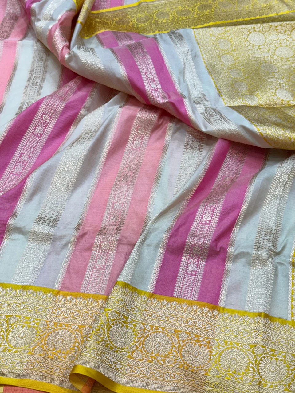 Multicolour Banarasi Pure Katan Silk Saree - Image 17