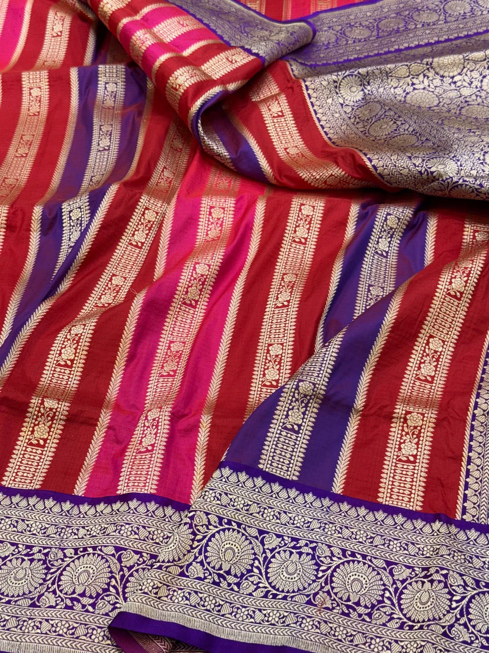 Multicolour Banarasi Pure Katan Silk Saree - Image 20