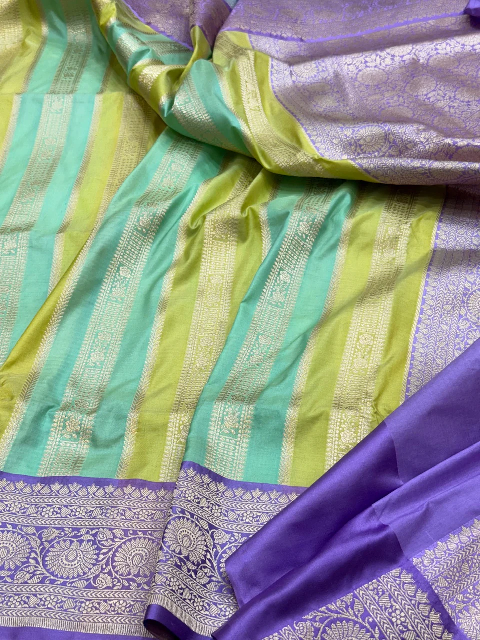 Multicolour Banarasi Pure Katan Silk Saree - Image 22