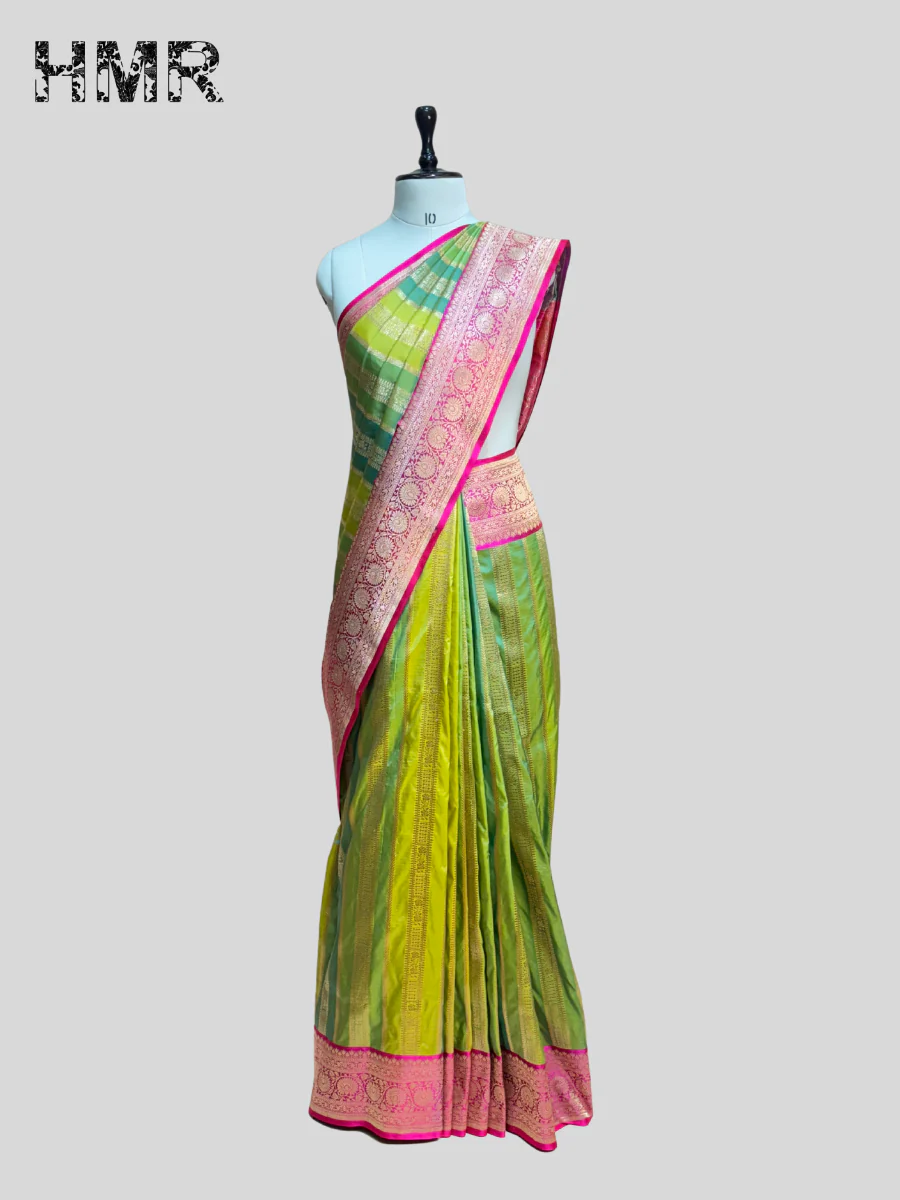 Multicolour Banarasi Pure Katan Silk Saree - Image 24