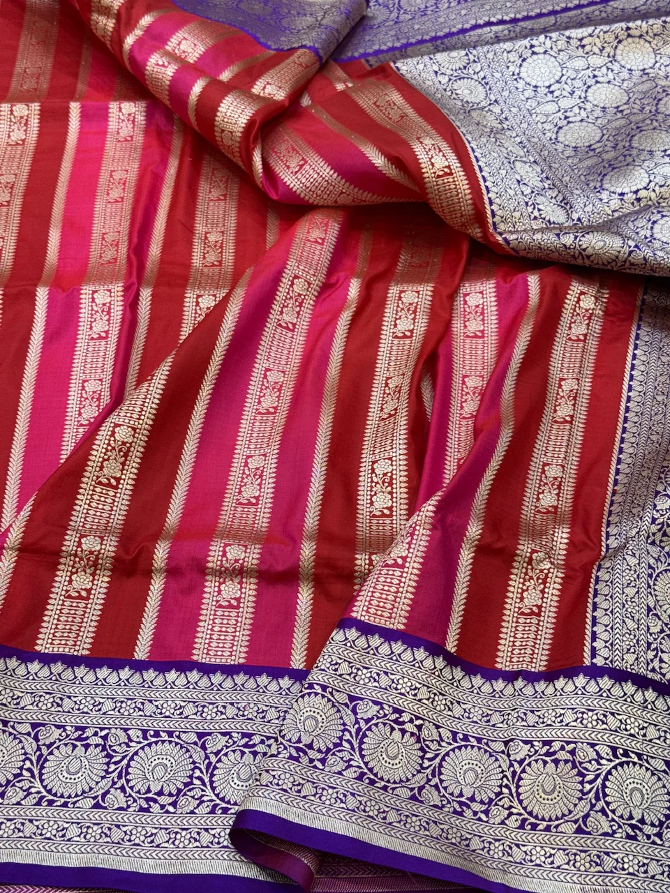 Multicolour Banarasi Pure Katan Silk Saree - Image 28