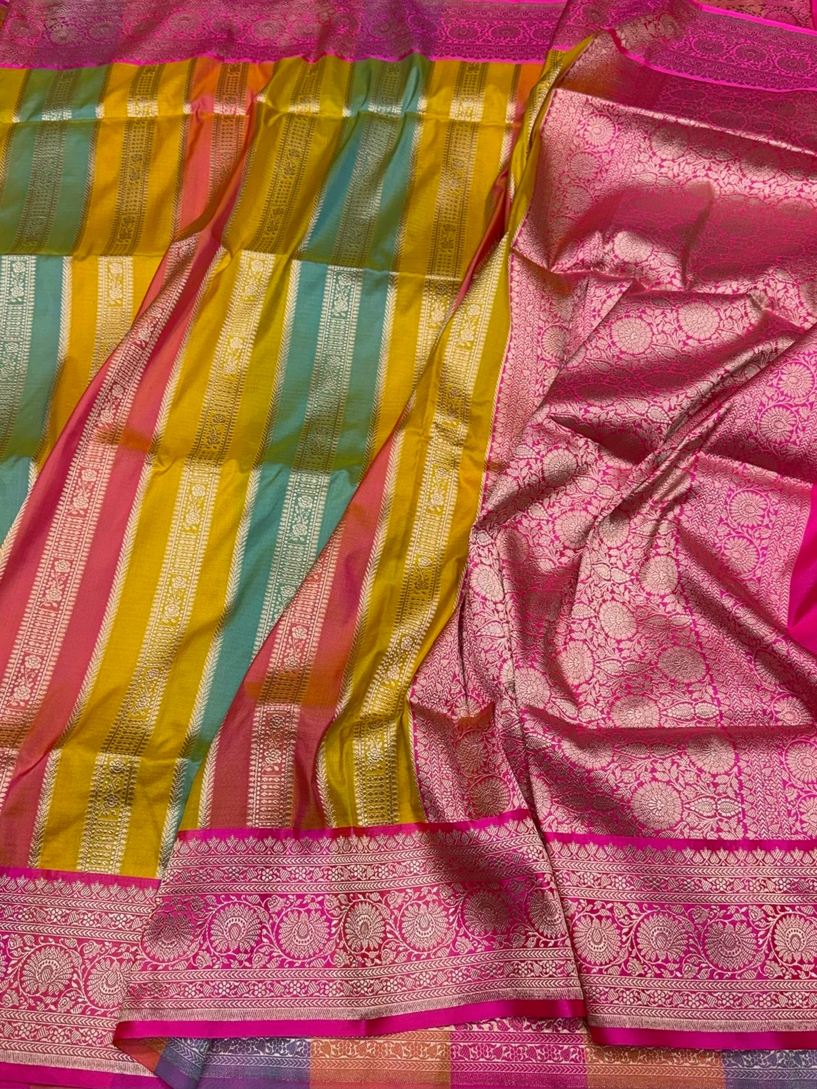 Multicolour Banarasi Pure Katan Silk Saree - Image 3