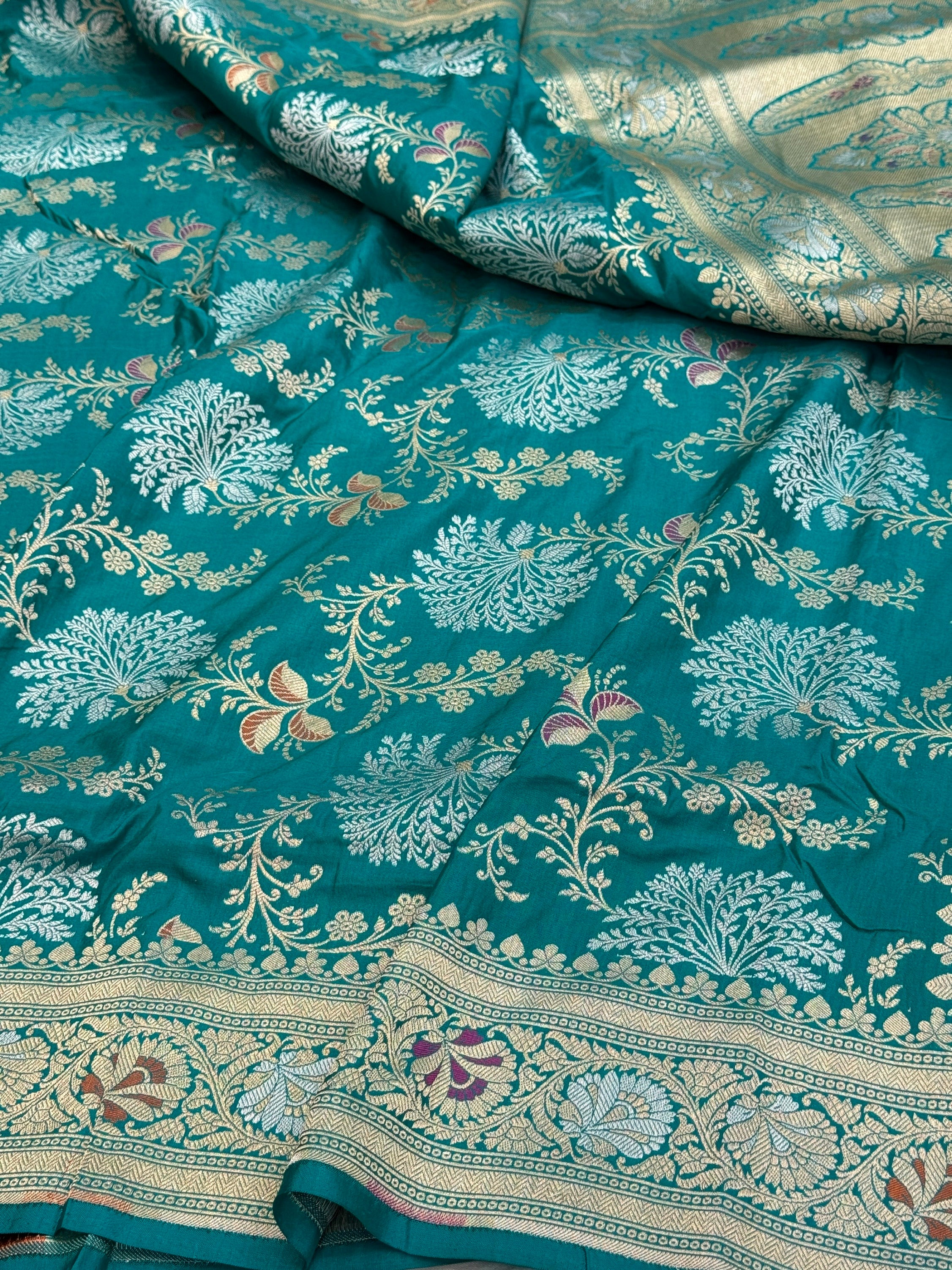 Banarasi Minakari Pure Katan Silk Saree | Pure Silk | Minakari Work | Cutwork Technique | Banarasi Katan Silk Saree - Image 12