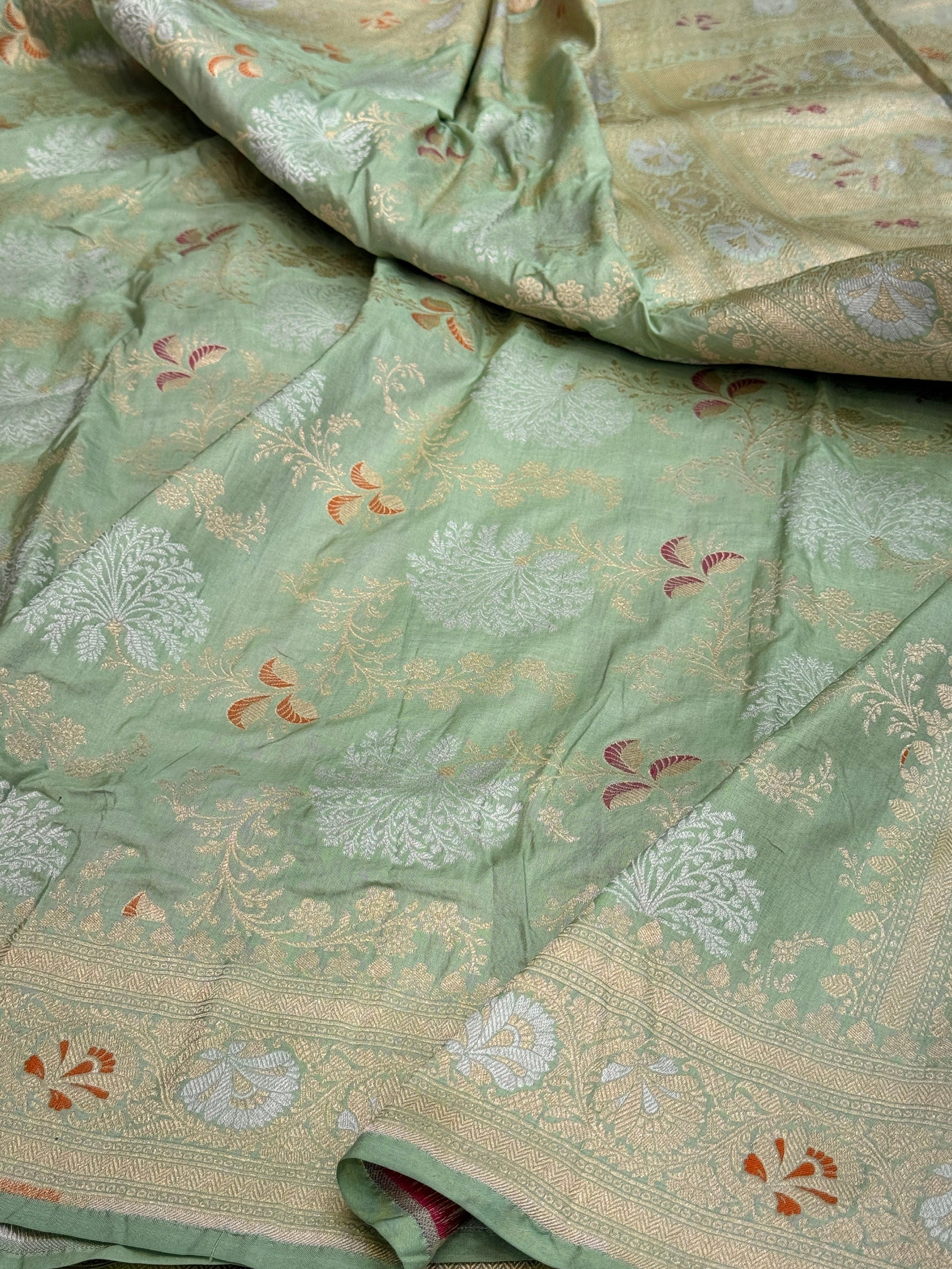 Banarasi Minakari Pure Katan Silk Saree | Pure Silk | Minakari Work | Cutwork Technique | Banarasi Katan Silk Saree - Image 14