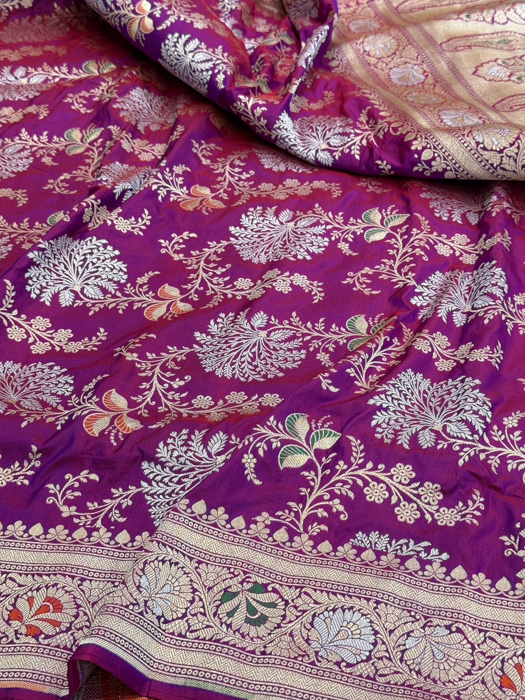 Banarasi Minakari Pure Katan Silk Saree | Pure Silk | Minakari Work | Cutwork Technique | Banarasi Katan Silk Saree - Image 17