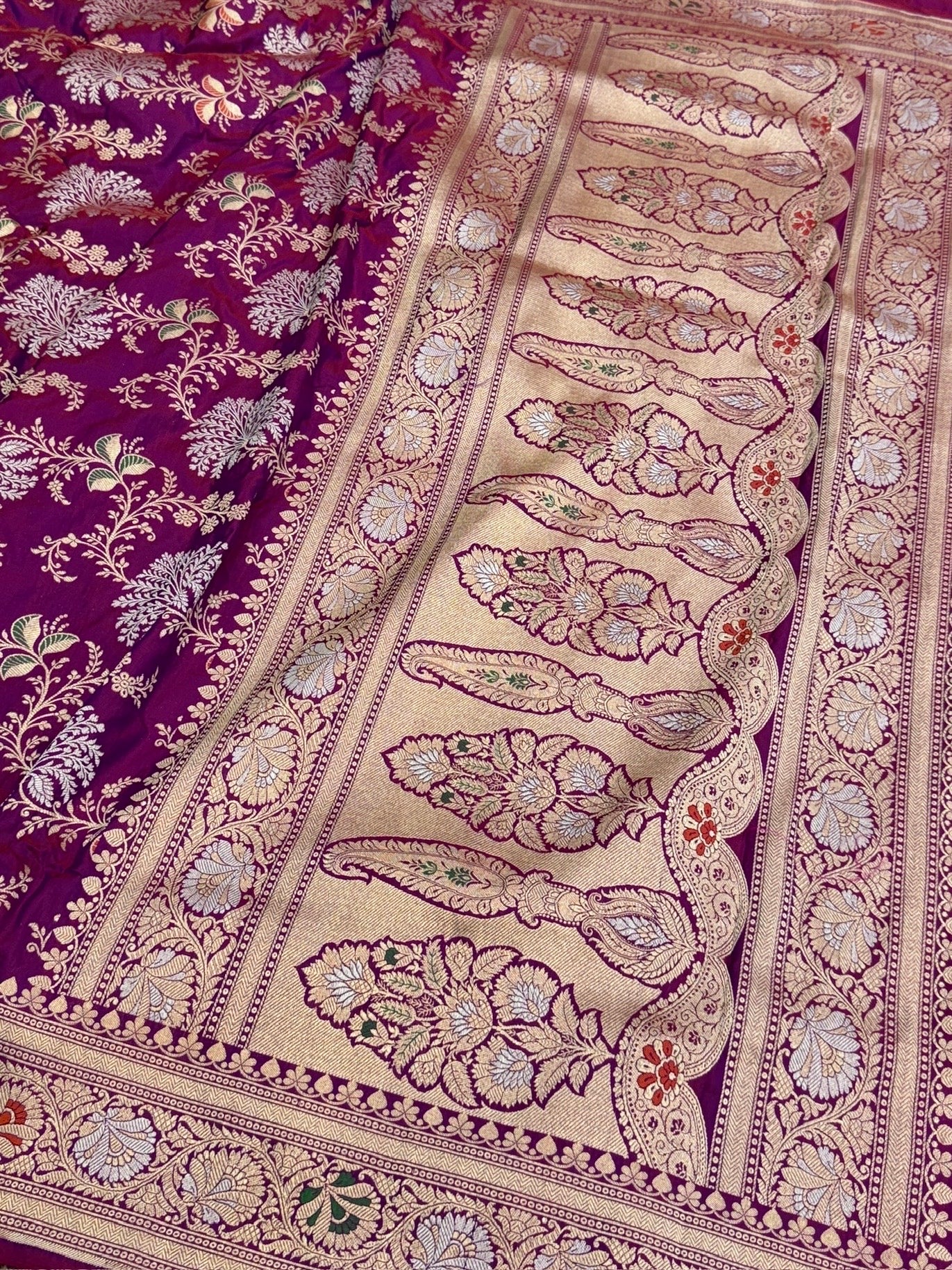 Banarasi Minakari Pure Katan Silk Saree | Pure Silk | Minakari Work | Cutwork Technique | Banarasi Katan Silk Saree - Image 19