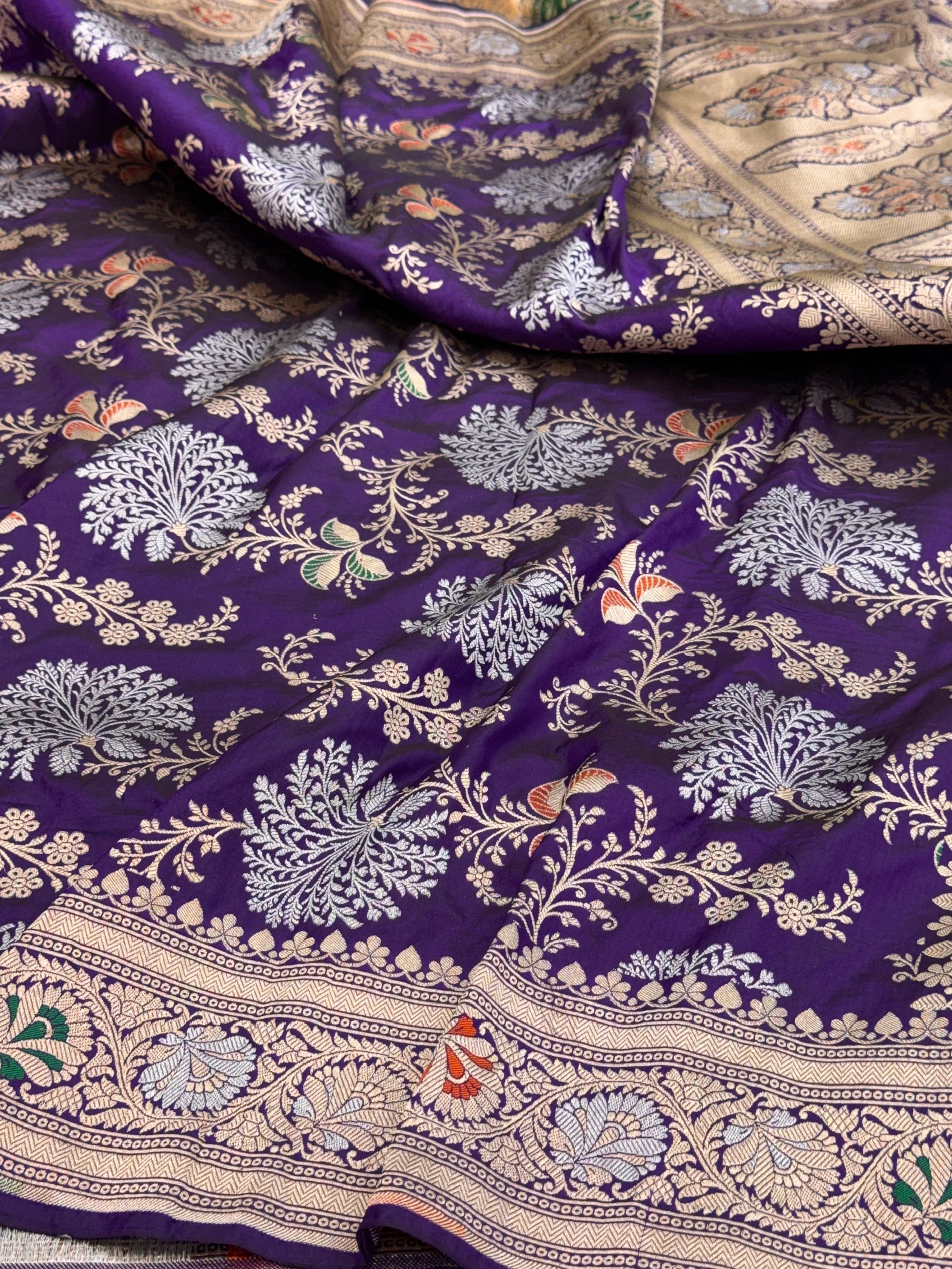 Banarasi Minakari Pure Katan Silk Saree | Pure Silk | Minakari Work | Cutwork Technique | Banarasi Katan Silk Saree - Image 4