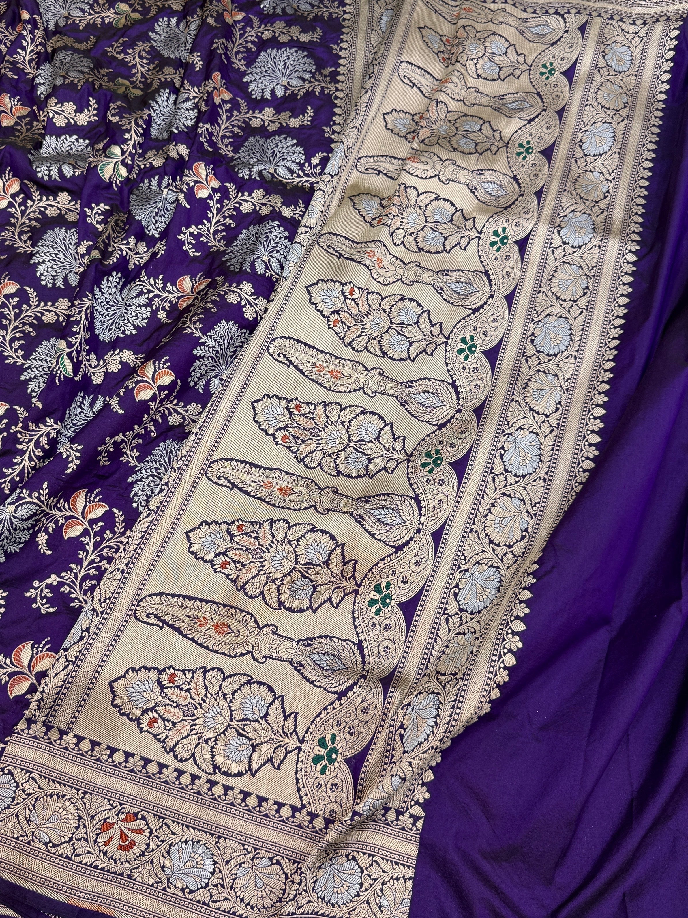 Banarasi Minakari Pure Katan Silk Saree | Pure Silk | Minakari Work | Cutwork Technique | Banarasi Katan Silk Saree - Image 6