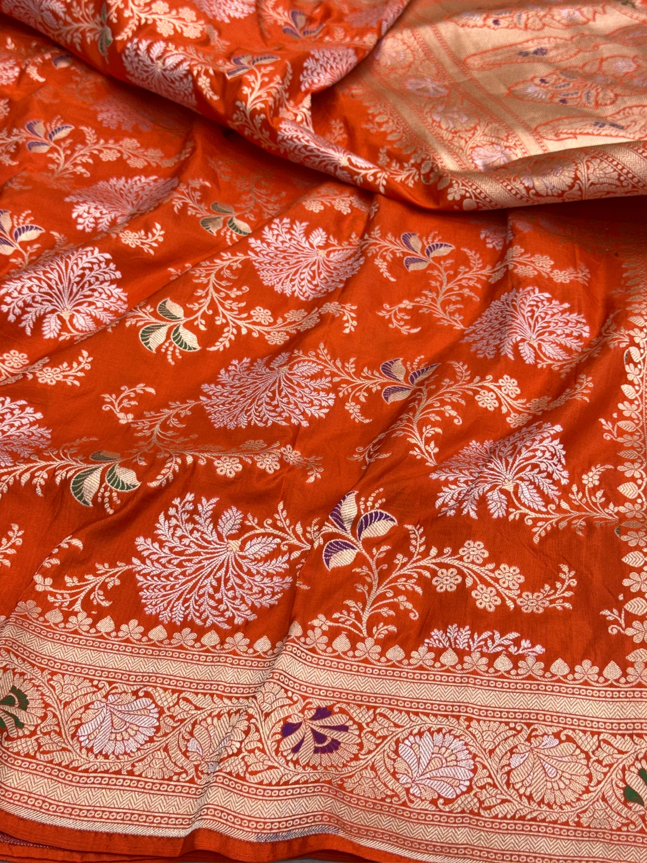 Banarasi Minakari Pure Katan Silk Saree | Pure Silk | Minakari Work | Cutwork Technique | Banarasi Katan Silk Saree - Image 7