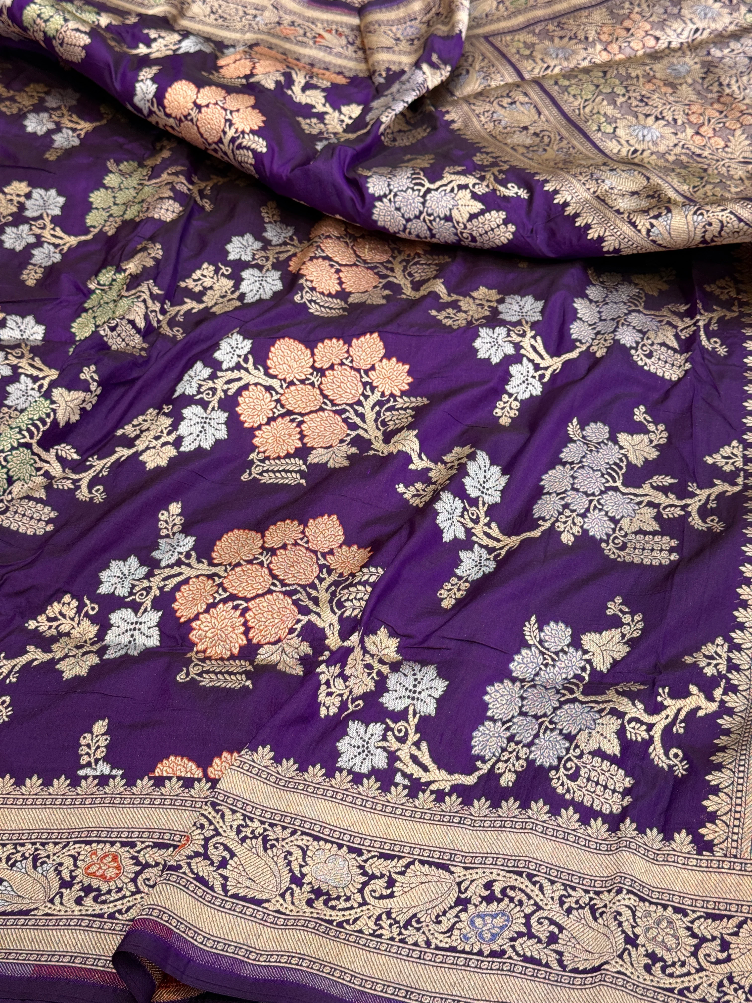 Banarasi Tilfi Minakari Pure Katan Silk Saree | Pure Silk | Minakari Work | Cutwork Technique | Banarasi Katan Silk Saree - Image 11