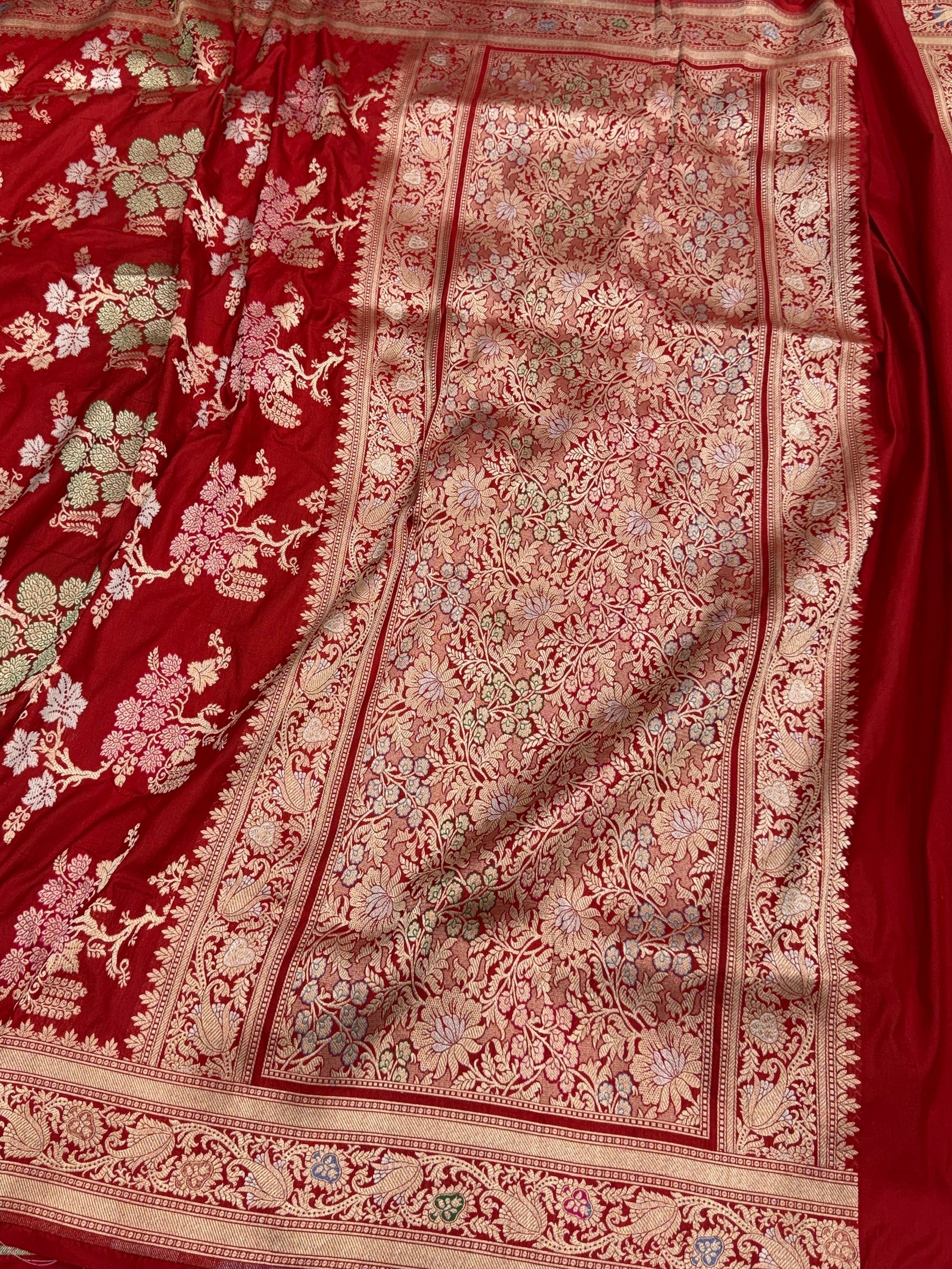 Banarasi Tilfi Minakari Pure Katan Silk Saree | Pure Silk | Minakari Work | Cutwork Technique | Banarasi Katan Silk Saree - Image 7