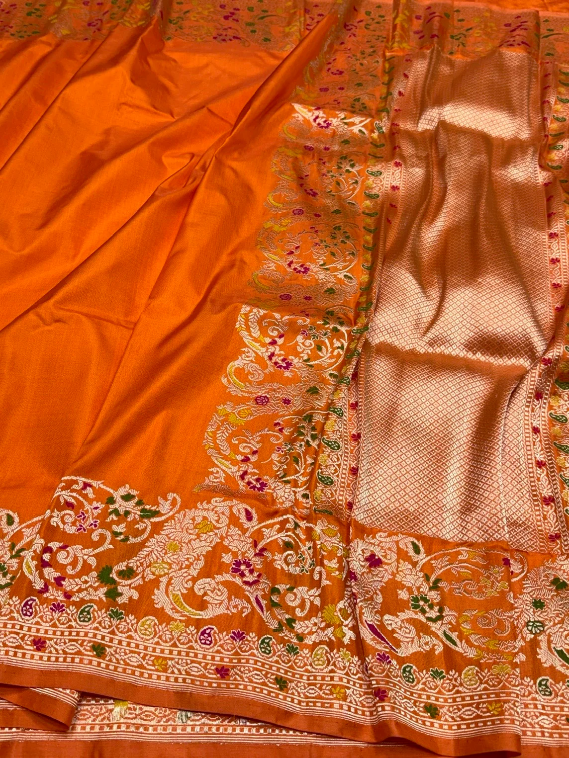 Orange Pure Banarasi Ektara Silk Saree - Image 3