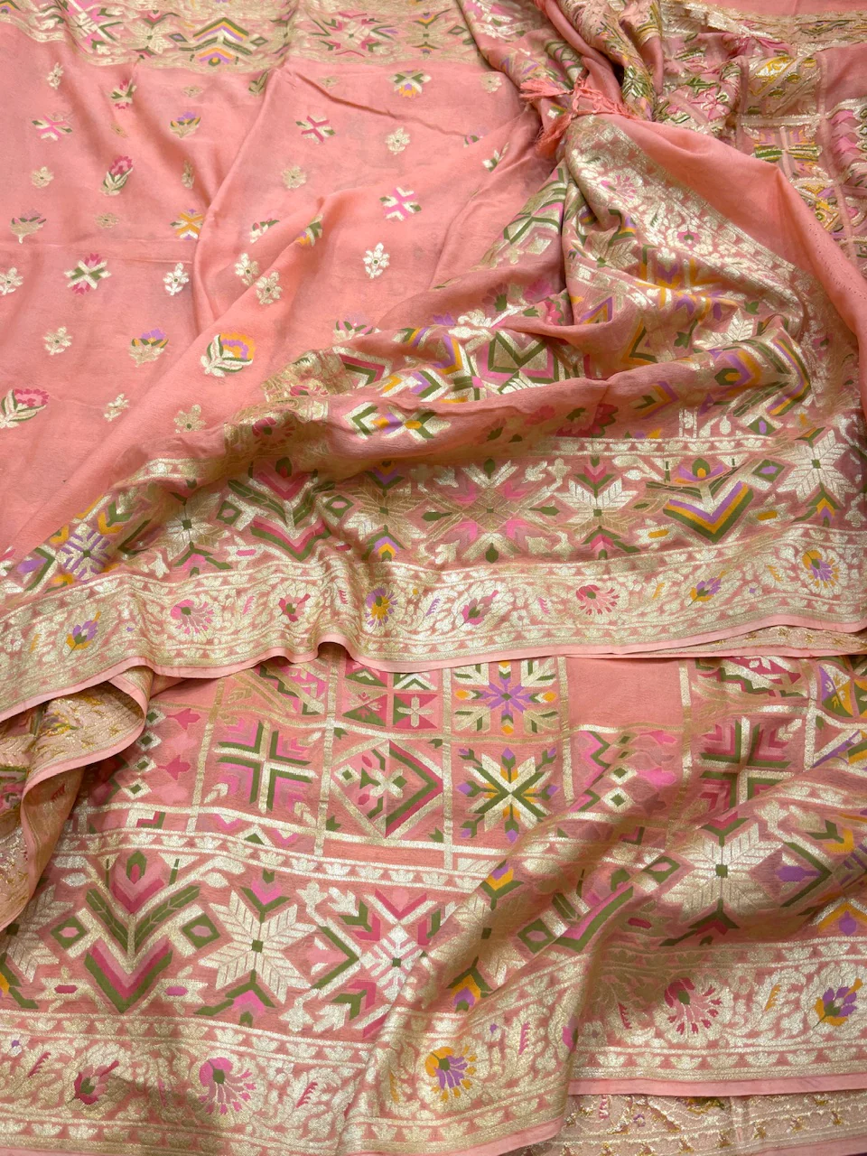Sea GreenBanarasi Pure Chiffon Georgette Saree - Image 6