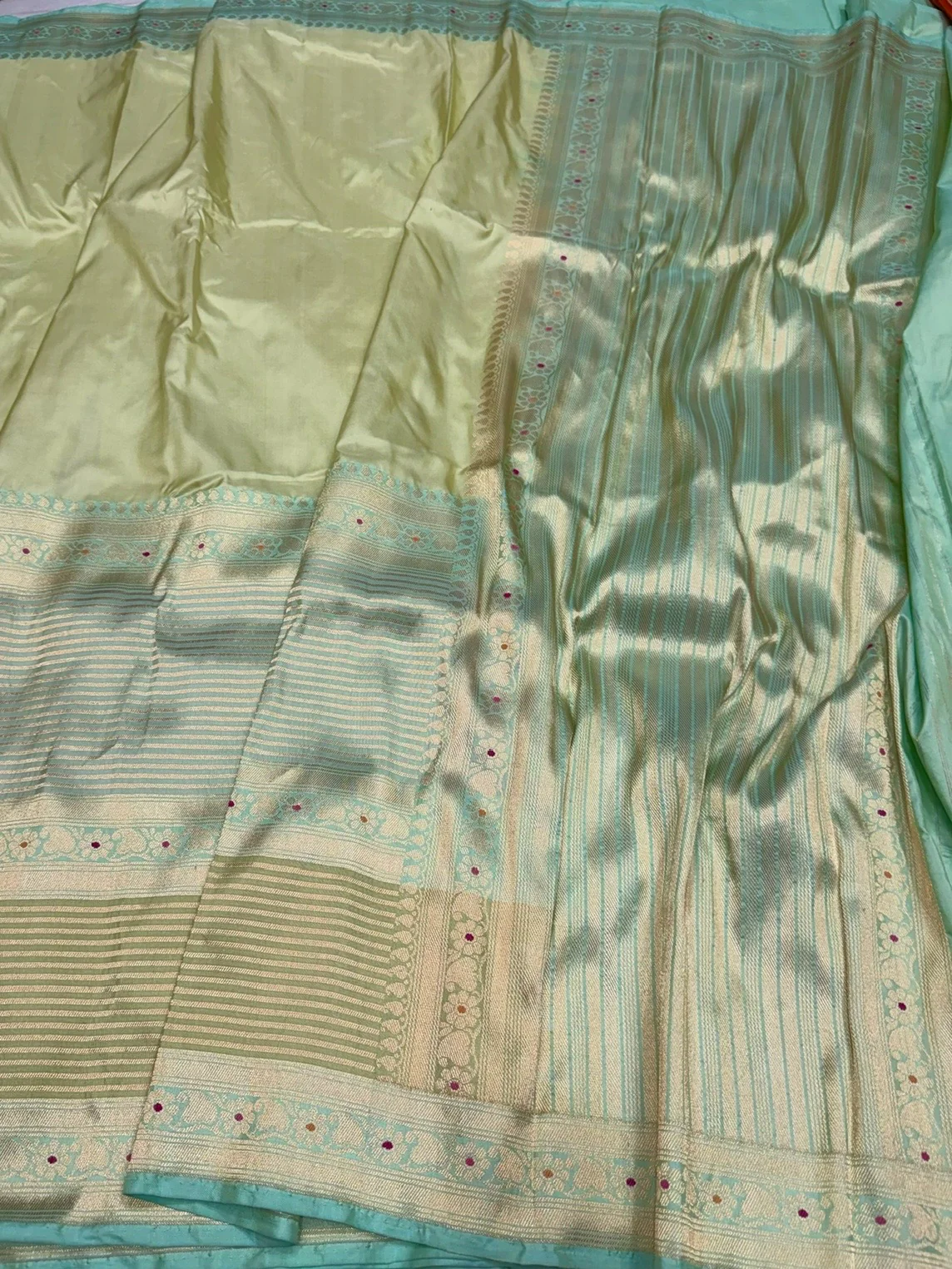 Pista Green Pure Banarasi Katan Silk Saree - Image 3