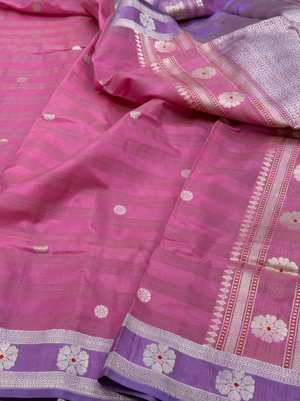 Handwoven Pure Kora Katan Silk Saree - Image 6