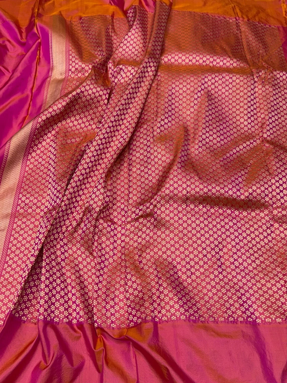 Powder Pink Handwoven Pure Banarasi Ektara Silk Saree – Kadwa Iktara Weave, Pure Mulberry Silk - Image 2