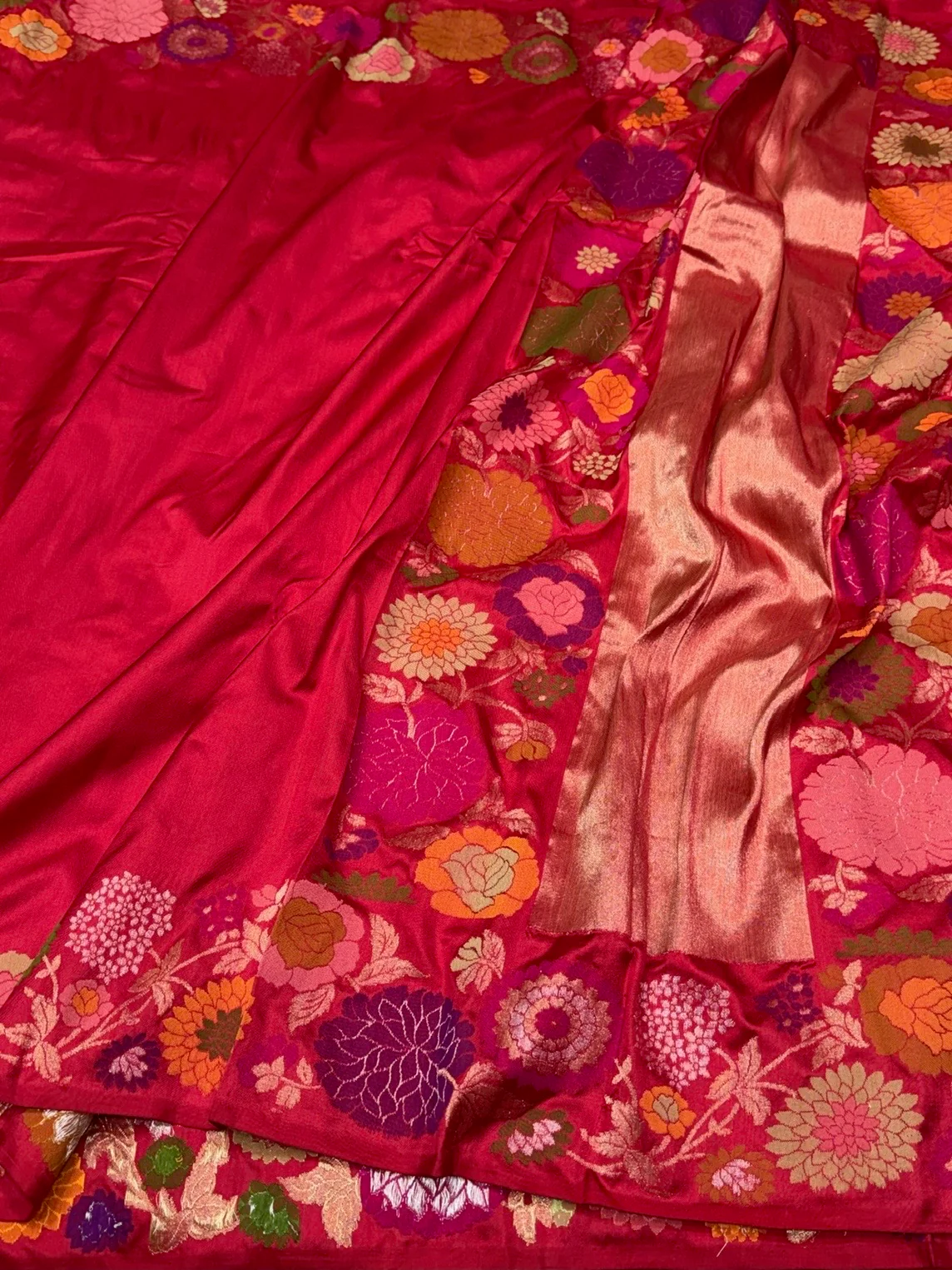 Red Pure Banarasi Ektara Silk Saree – Handwoven Kadwa Booti - Image 3