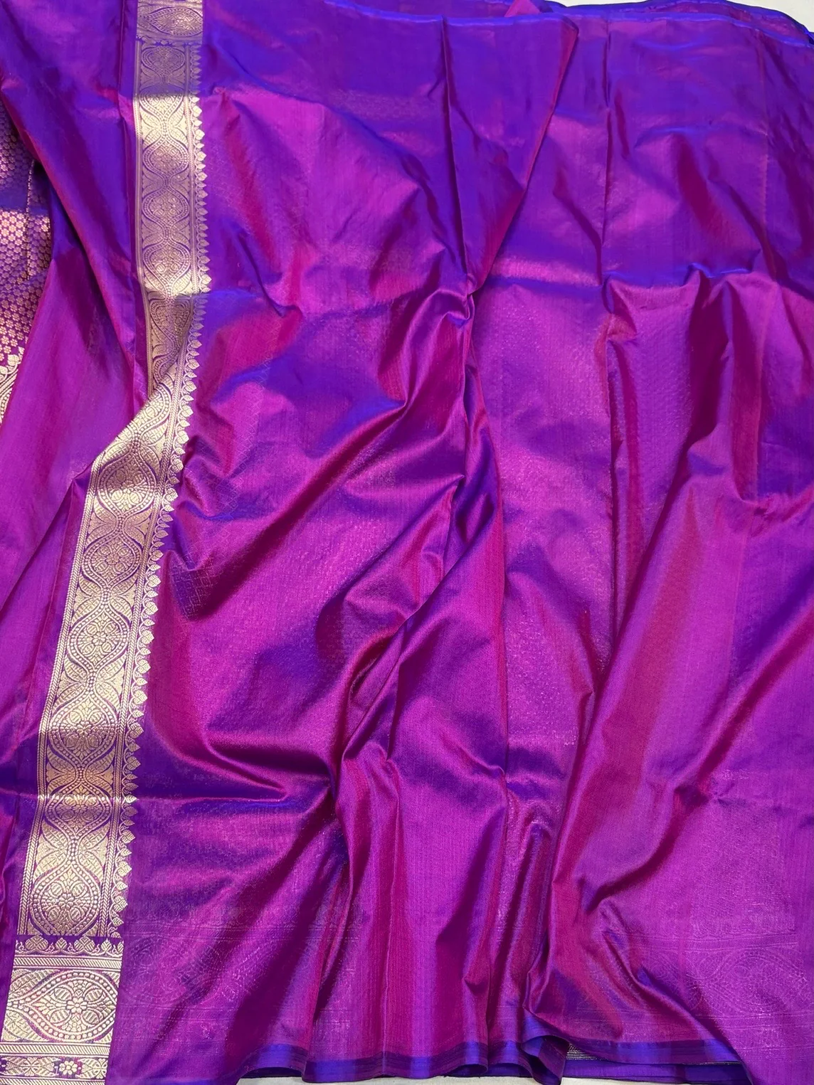 Purple Pure Banarasi Silk Brocade Saree in Katan Mulberry Silk - Image 2