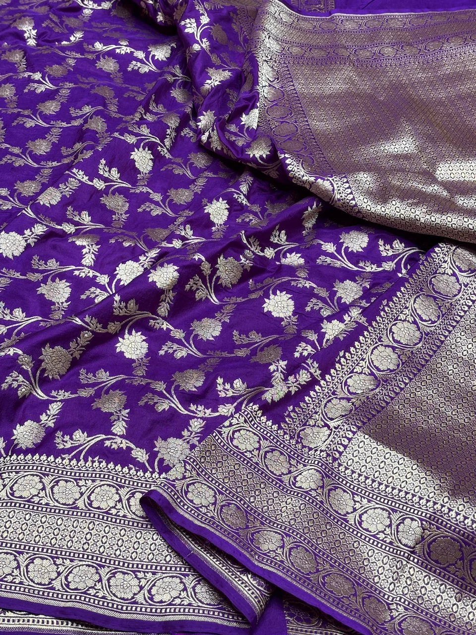 Banarasi Pure Katan Silk Saree | Pure Silk | Cutwork Technique | Banarasi Katan Silk Saree - Image 3