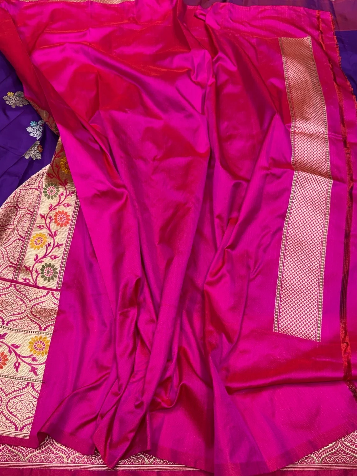 Purple Handwoven Pure Banarasi Ektara Silk Saree - Image 2
