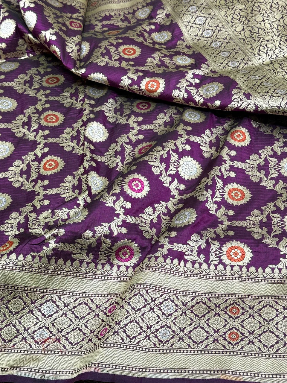 Banarasi Minakari Pure Katan Silk Saree | Pure Silk | Minakari Work | Cutwork Technique | Banarasi Katan Silk Saree - Image 11
