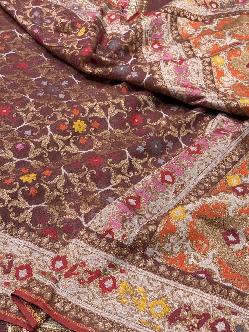 Banarasi Pure Muslin Cotton Jamdani Saree - Image 10