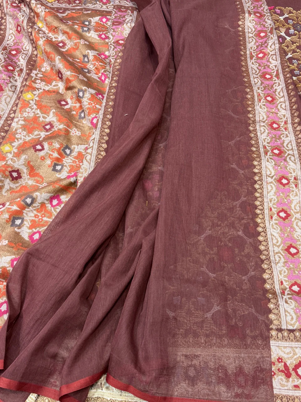 Banarasi Pure Muslin Cotton Jamdani Saree - Image 11