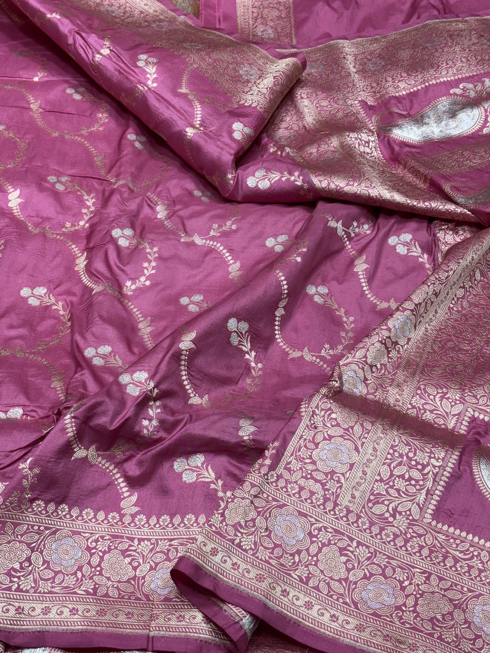 Banarasi Sona Rupa Pure Silk Saree – Gold & Silver Zari Cutwork Brocade in Pure Katan Silk - Image 3