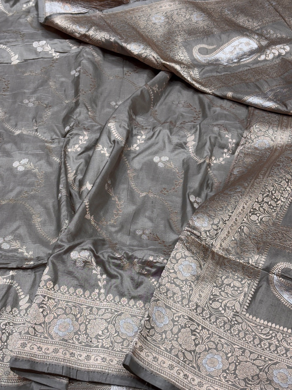 Banarasi Sona Rupa Pure Silk Saree – Gold & Silver Zari Cutwork Brocade in Pure Katan Silk - Image 7