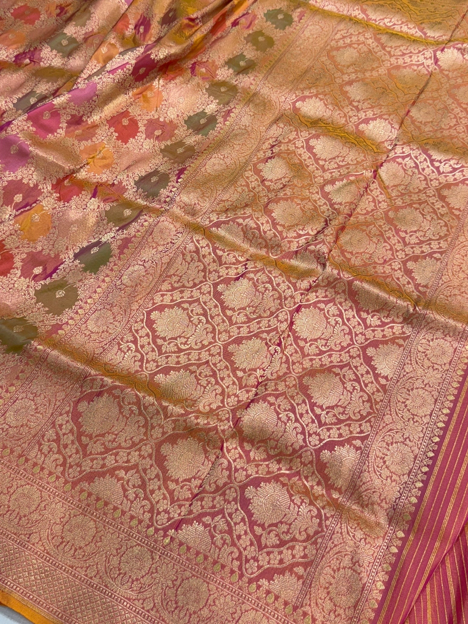 Multicolour Banarasi Pure Silk Saree – Cutwork Weave in 100% Pure Katan Silk - Image 18