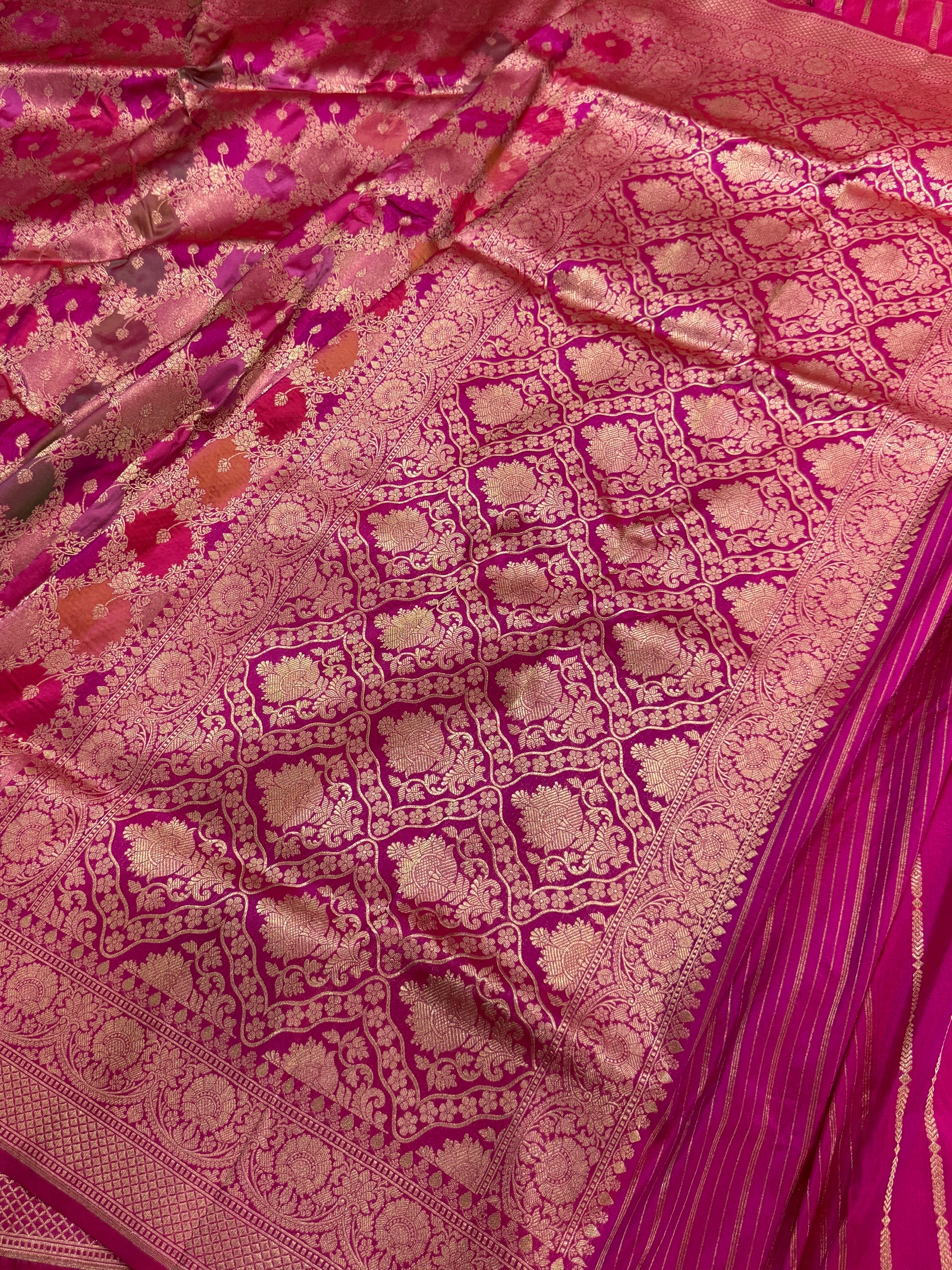 Multicolour Banarasi Pure Silk Saree – Cutwork Weave in 100% Pure Katan Silk - Image 6