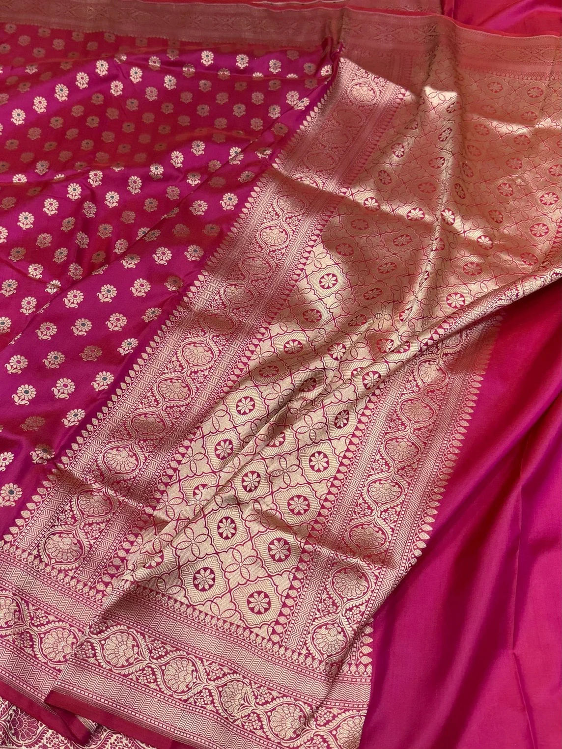Rani Pink Banarasi Minakari Pure Katan Silk Saree - Image 3