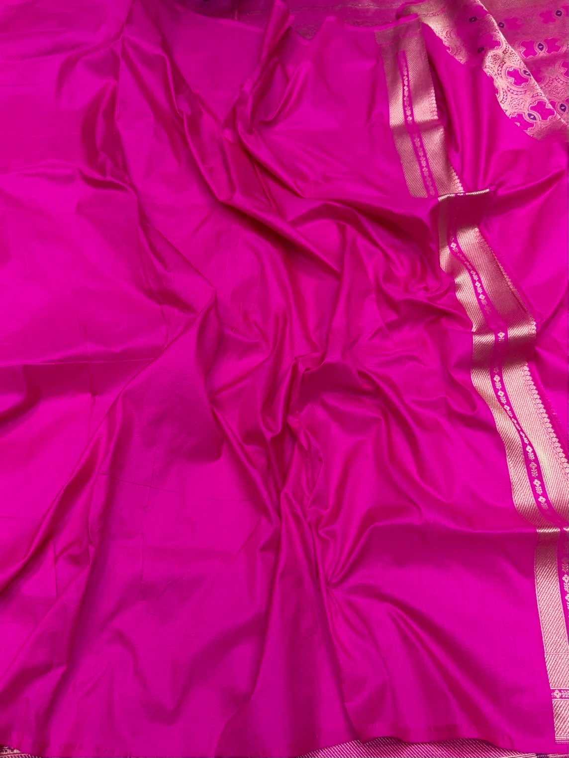 Rani Pink Banarasi Minakari Pure Silk Brocade Saree - Image 2