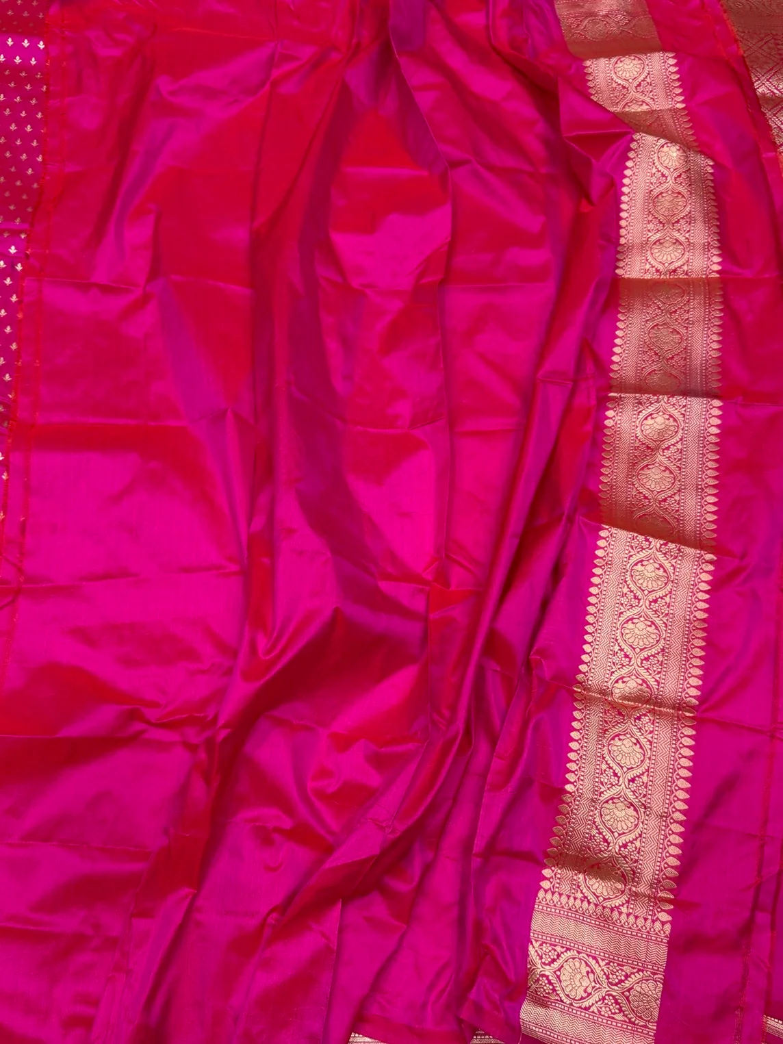 Rani Pink Banarasi Pure Katan Silk Saree - Image 2
