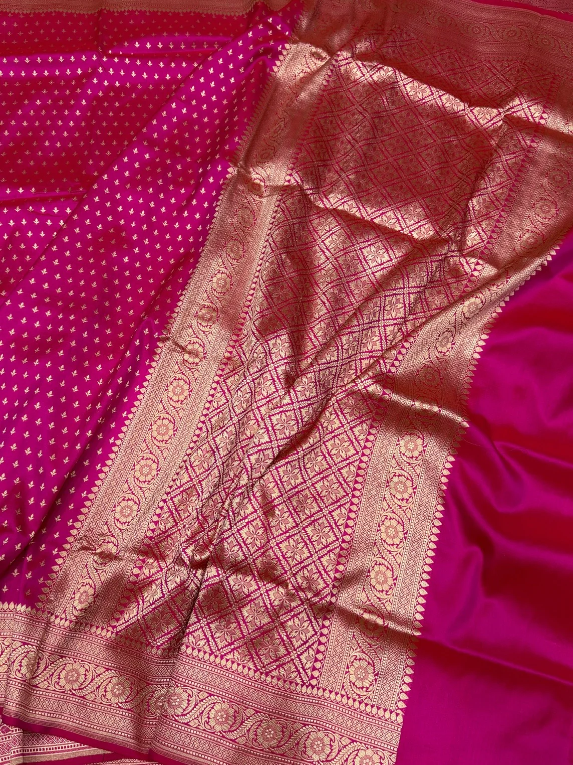 Rani Pink Banarasi Pure Katan Silk Saree - Image 3