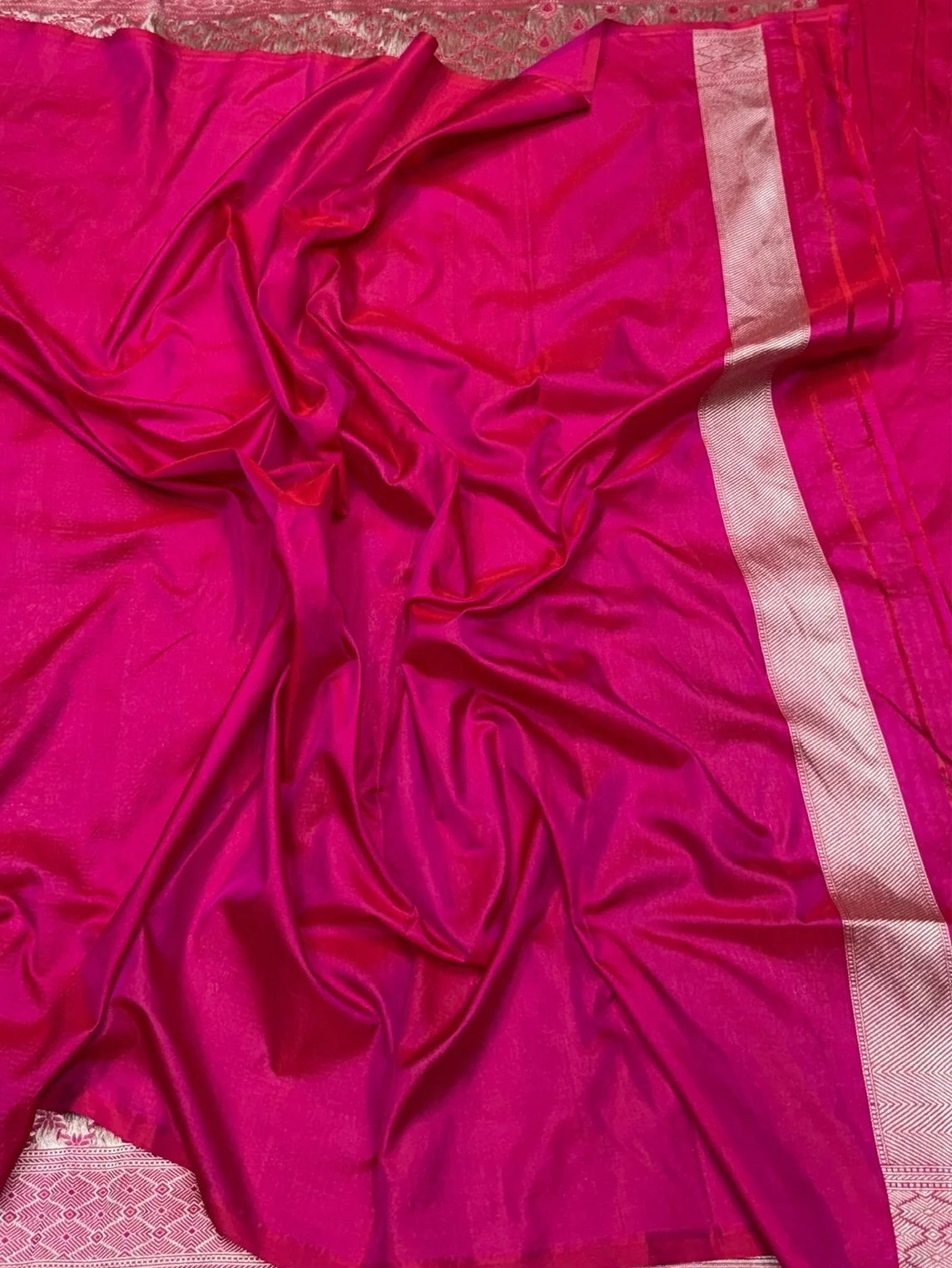 Rani Pink Banarasi Pure Katan Silk Saree - Image 2