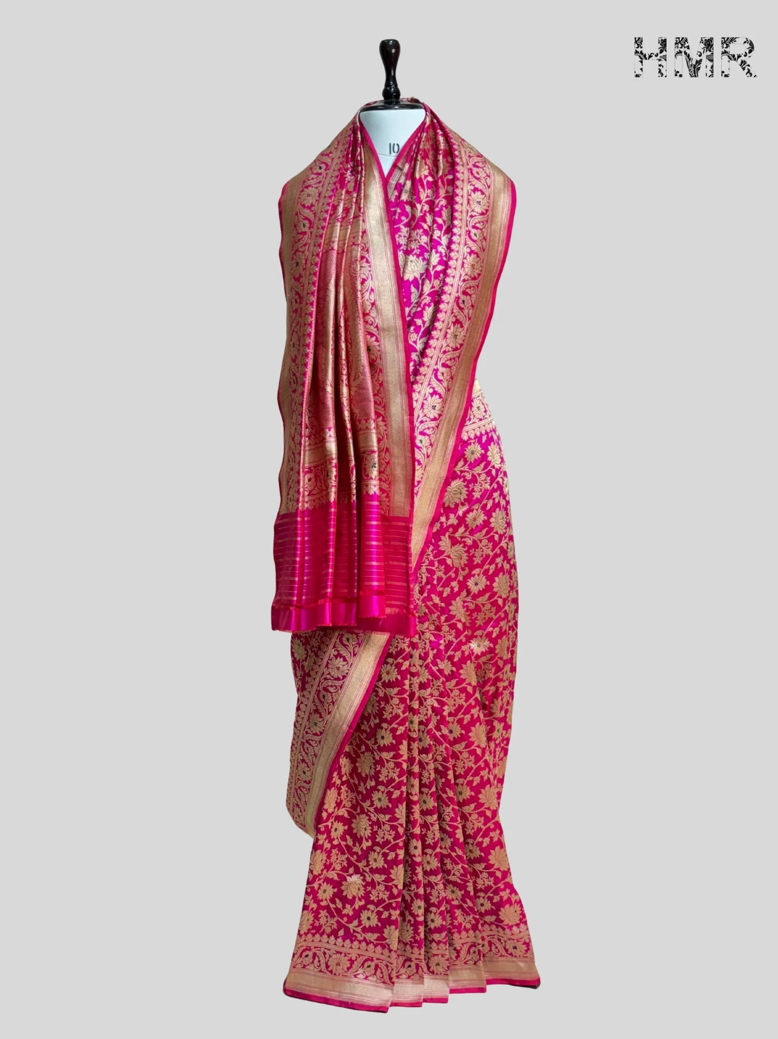 Rani Pink Handwoven Banarasi Pure Silk Saree - Image 4