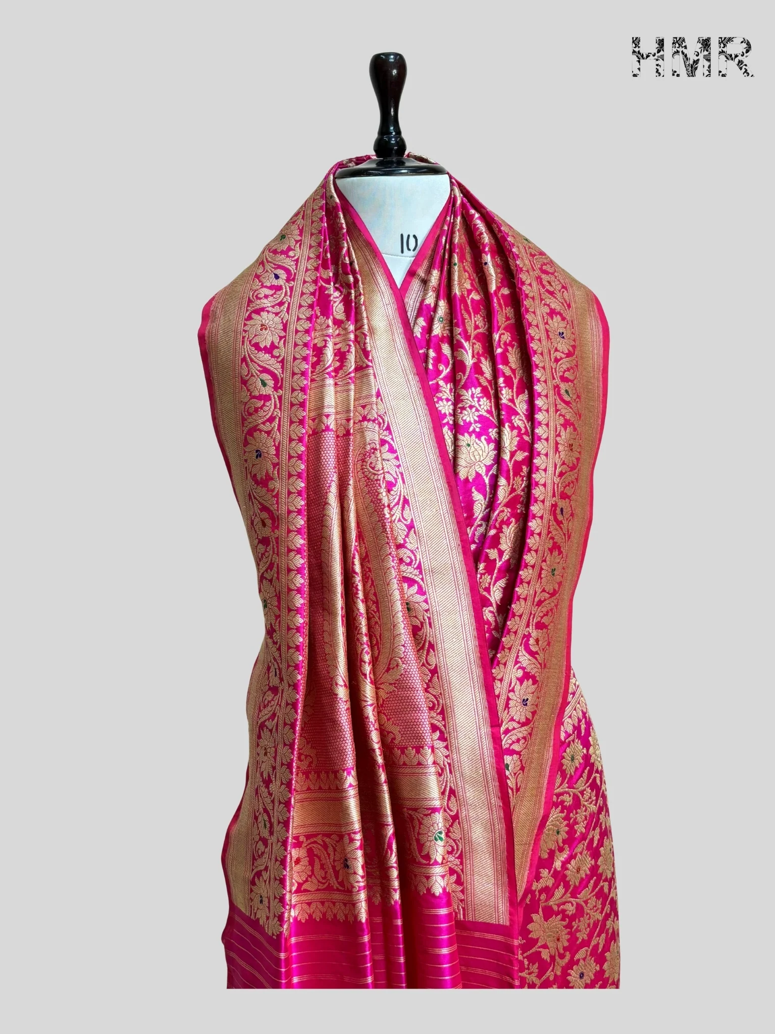 Rani Pink Handwoven Banarasi Pure Silk Saree - Image 5