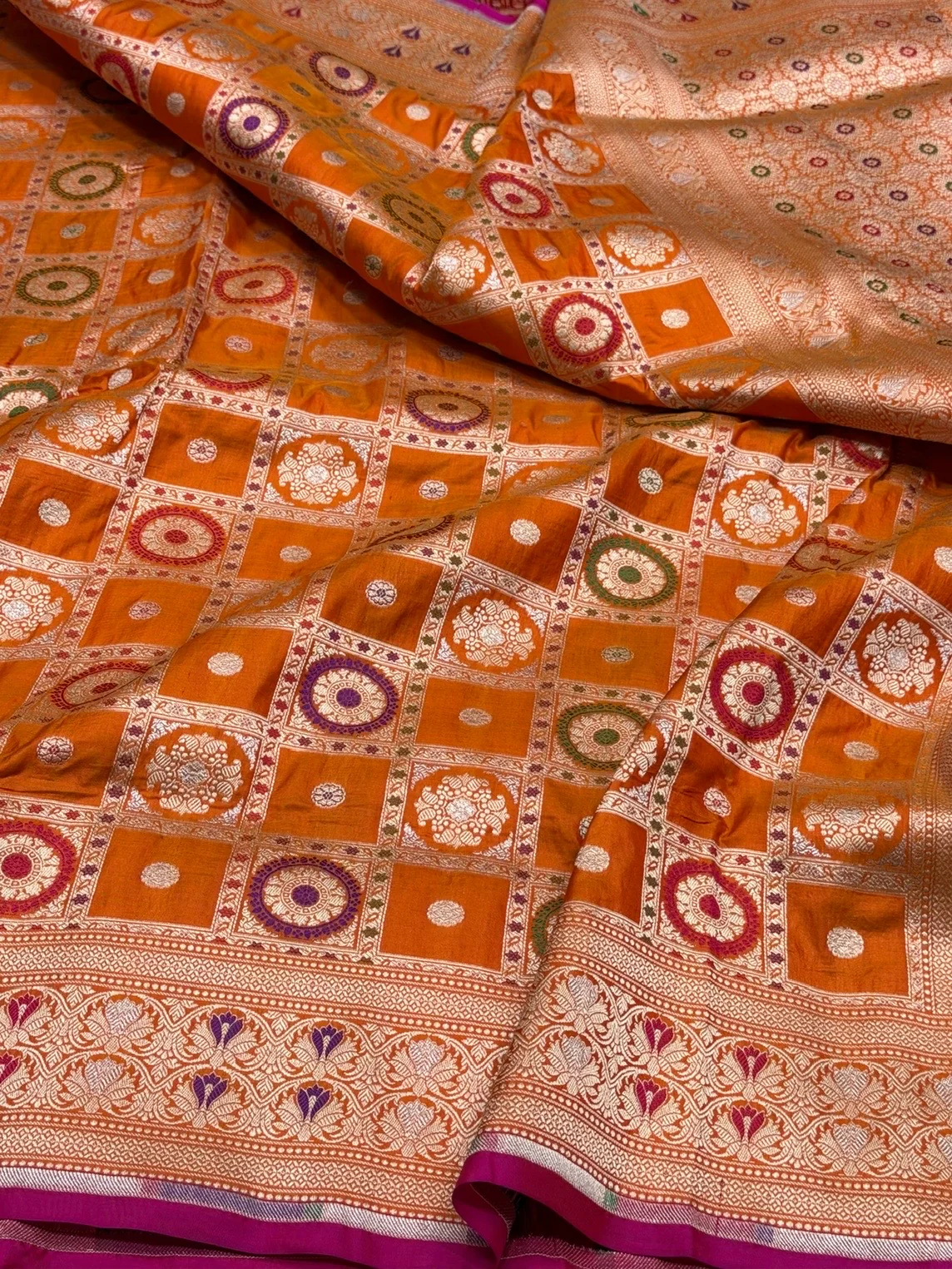 Banarasi Minakari Pure Katan Silk Saree | Pure Silk | Minakari Work | Cutwork Technique | Banarasi Katan Silk Saree - Image 4