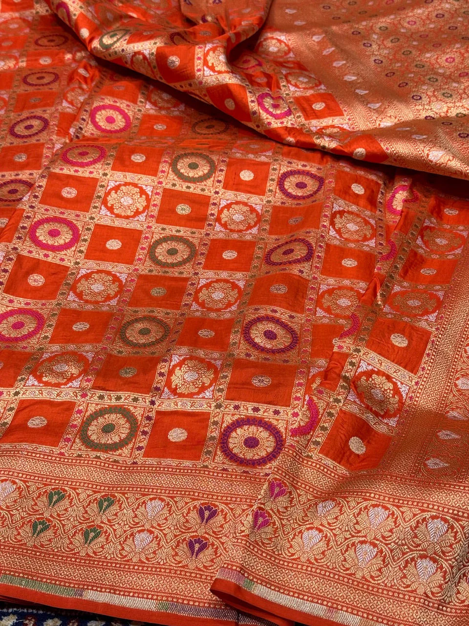 Banarasi Minakari Pure Katan Silk Saree | Pure Silk | Minakari Work | Cutwork Technique | Banarasi Katan Silk Saree - Image 9