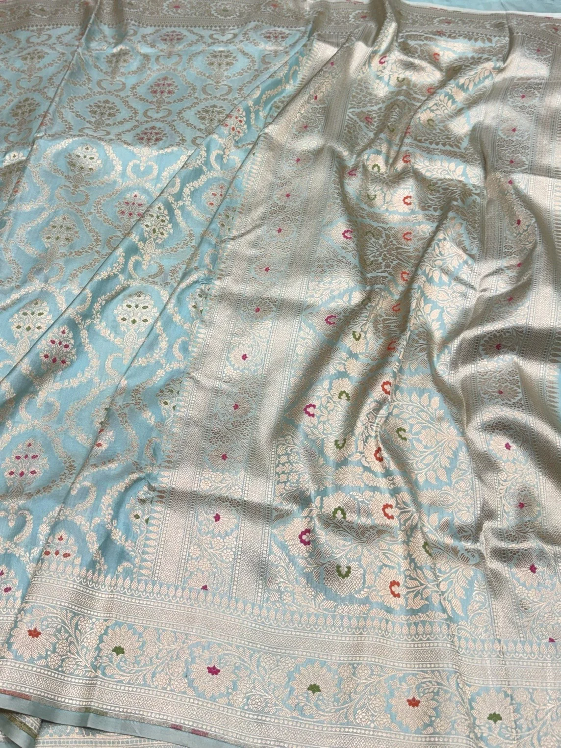 Banarasi Minakari Pure Katan Silk Saree | Pure Silk | Minakari Work | Cutwork Technique | Banarasi Katan Silk Saree - Image 3