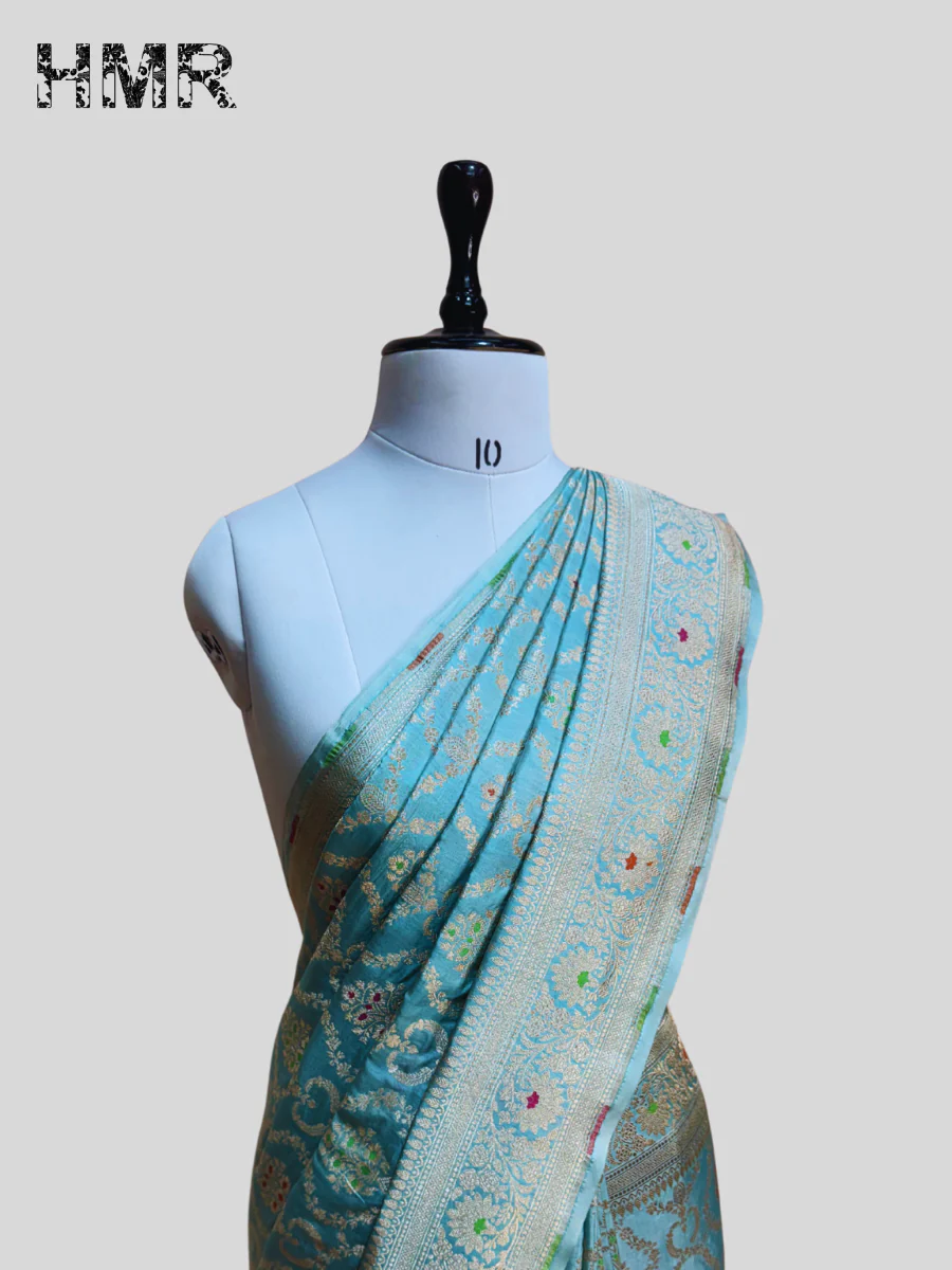 Banarasi Minakari Pure Katan Silk Saree | Pure Silk | Minakari Work | Cutwork Technique | Banarasi Katan Silk Saree - Image 4