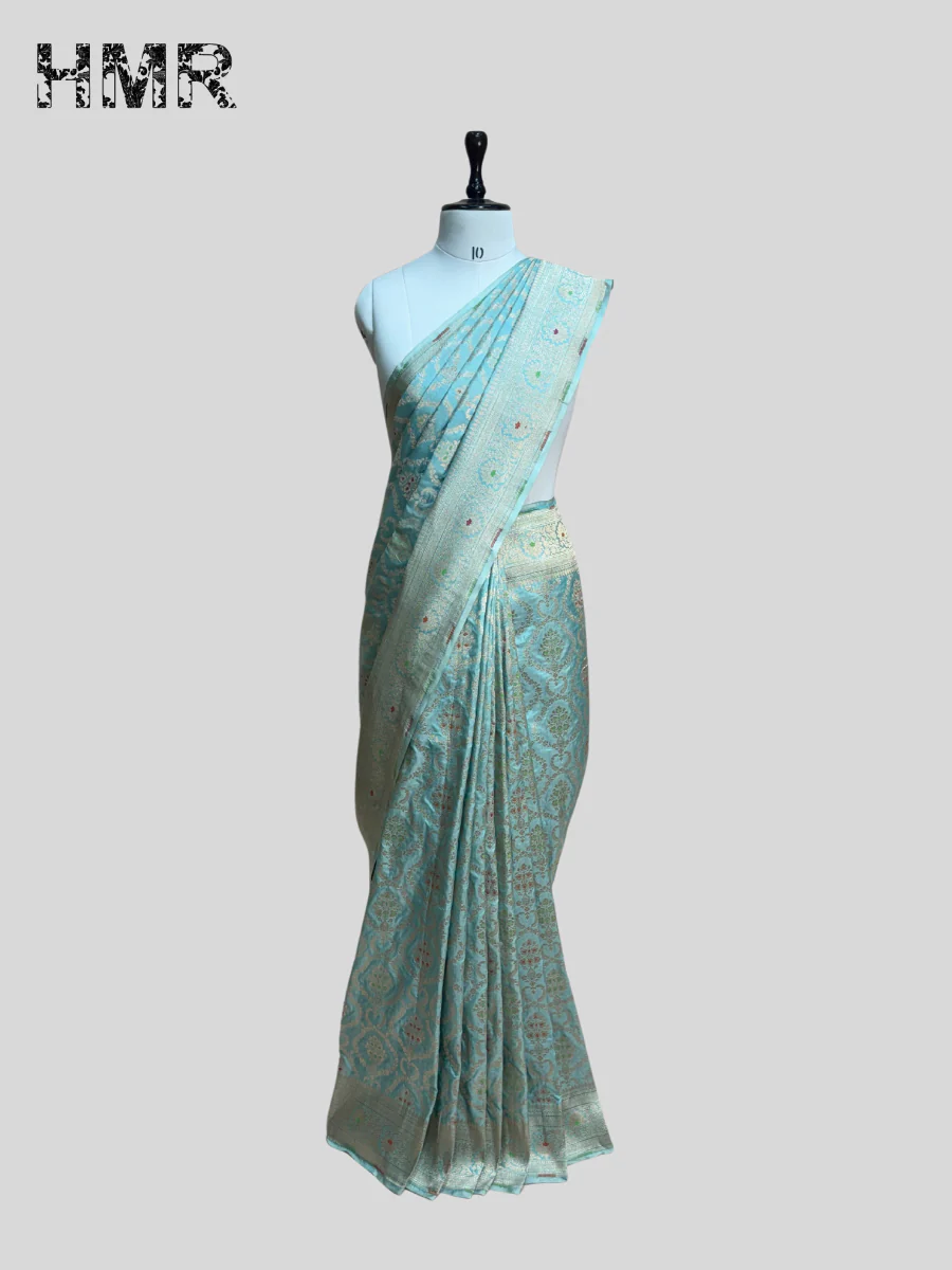Banarasi Minakari Pure Katan Silk Saree | Pure Silk | Minakari Work | Cutwork Technique | Banarasi Katan Silk Saree - Image 5