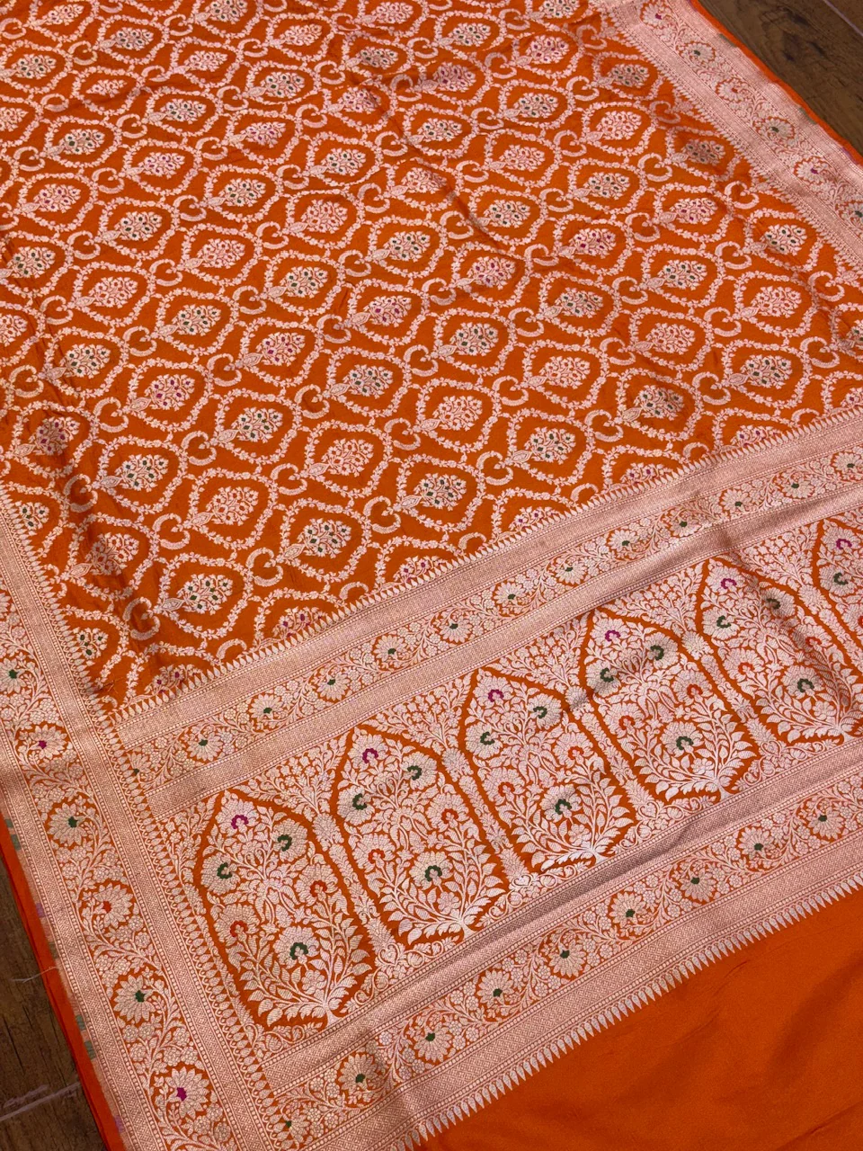 Banarasi Minakari Pure Katan Silk Saree | Pure Silk | Minakari Work | Cutwork Technique | Banarasi Katan Silk Saree - Image 9